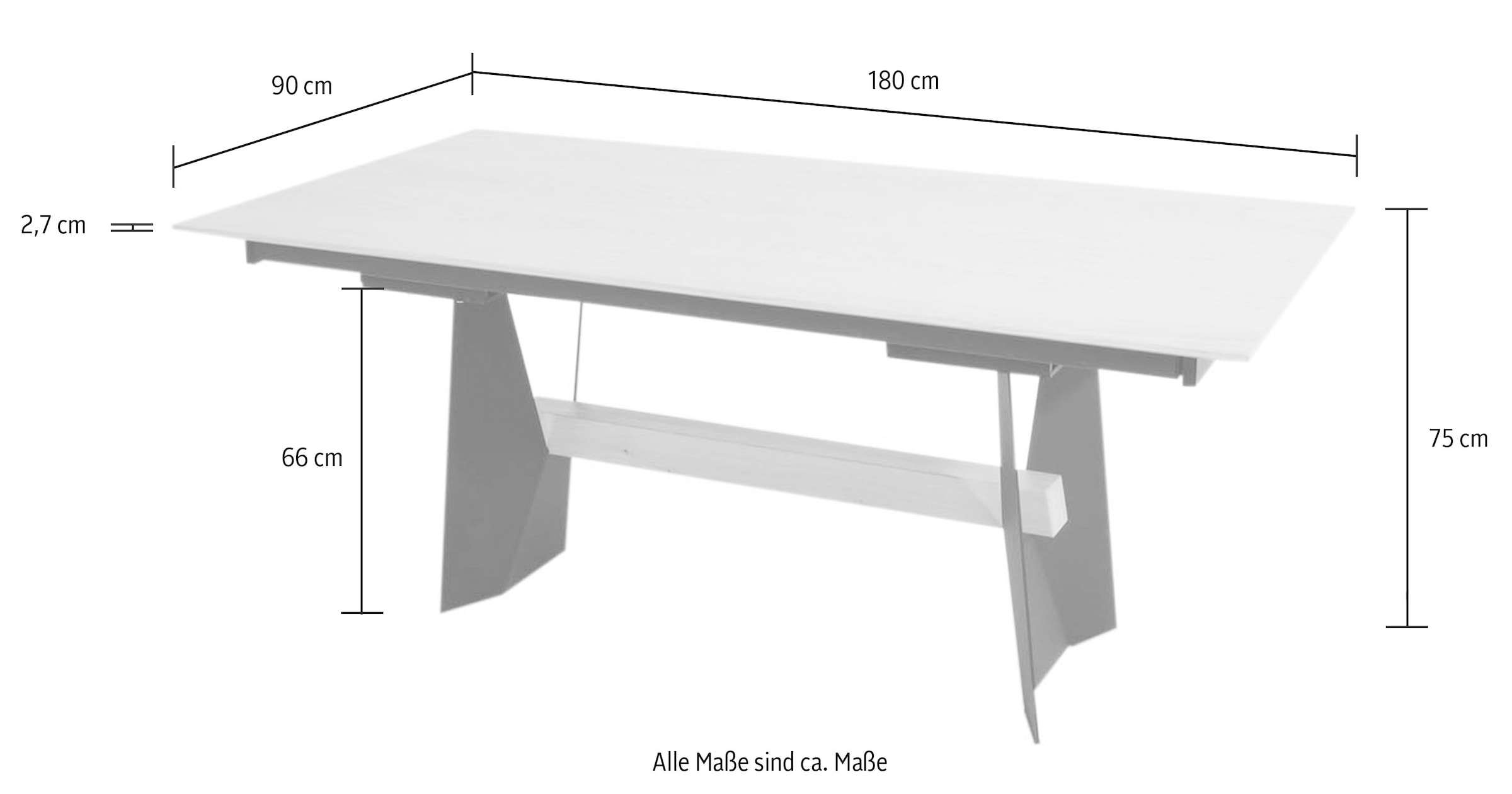 Komfort Wohnen Tisch Metall in Gestell Breiten & 2 aus K+W fix, bestellen bequem Massivholzbalken, mit Esstisch,