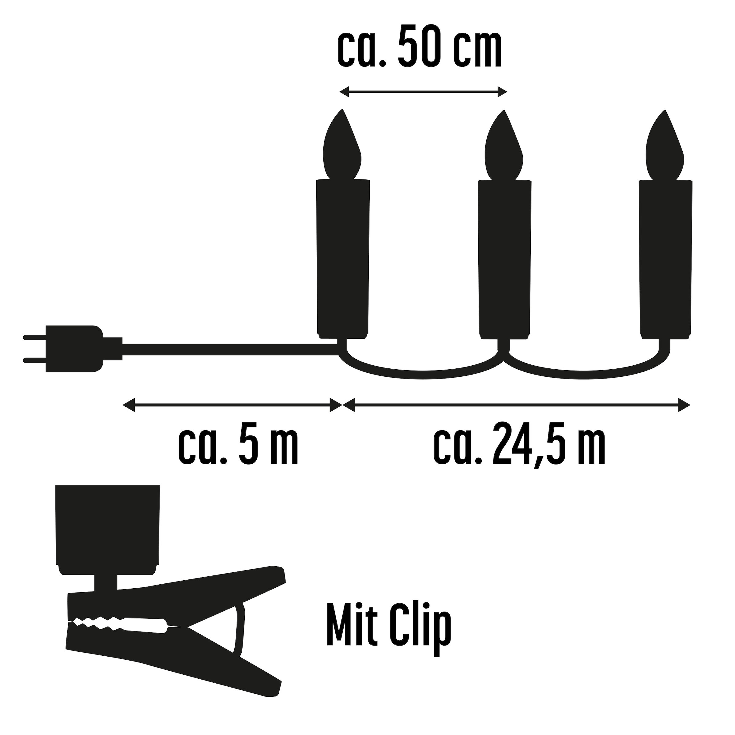 my home LED-Lichterkette »Aluro« 50 Stk.-flammig LED-Christbaumkerzen 50LEDs
