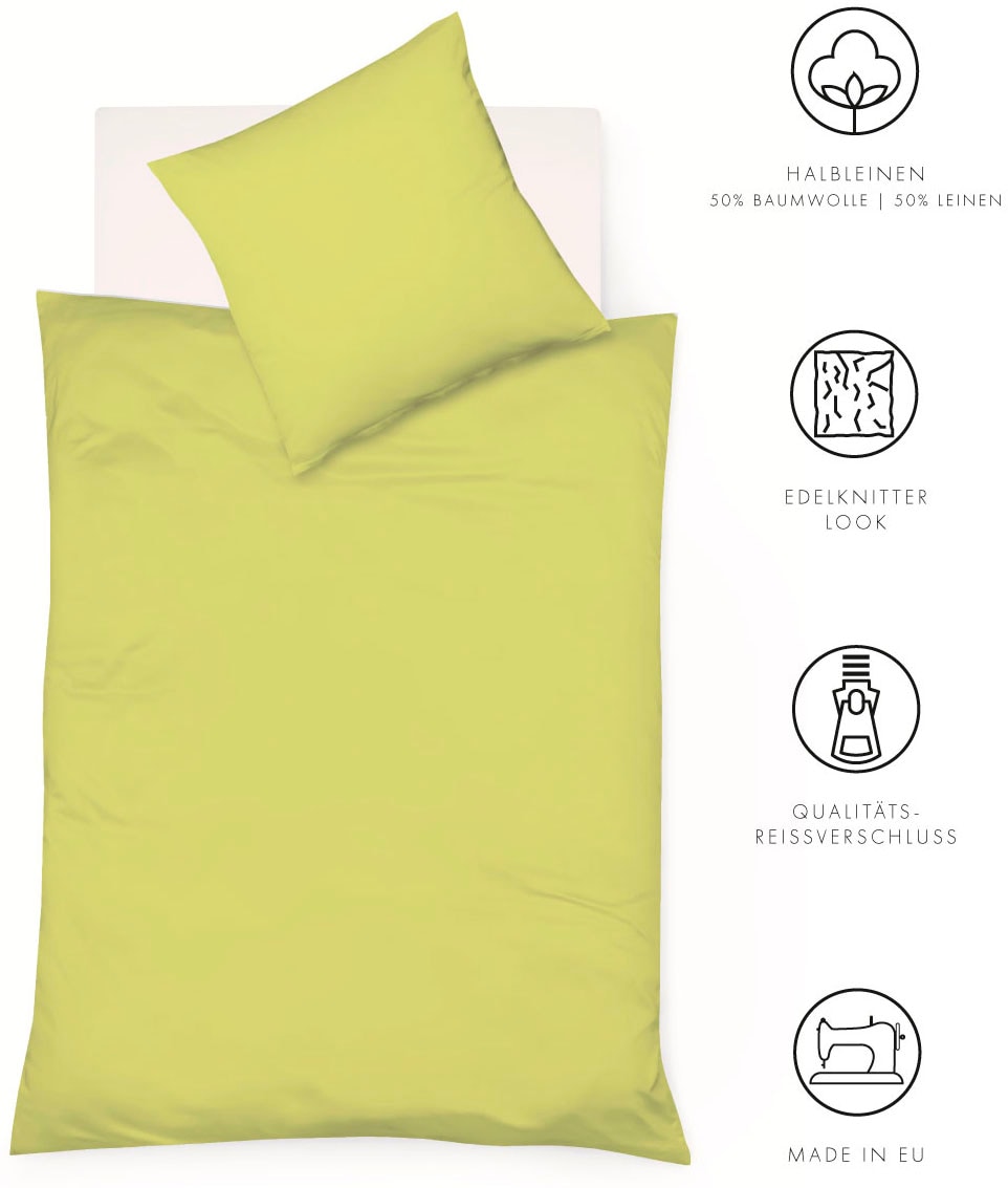 fleuresse Bettwäsche »Provence in Gr. 135x200, 155x220 oder 200x200 cm« 2 Stk. Halbleinen, 50% Baumwolle, 50% Leinen, Gr. 135x200, 155x220, 200x200cm