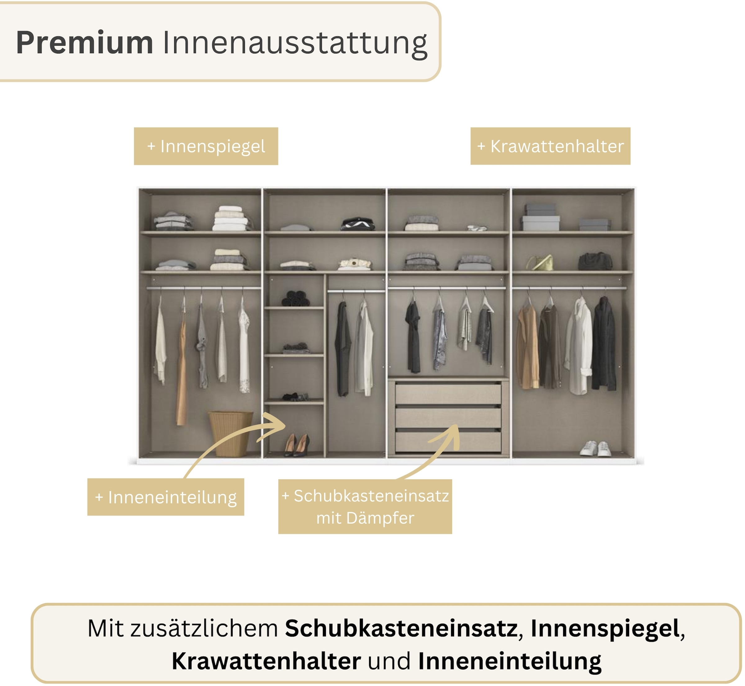 rauch Drehtürenschrank »Kleiderschrank Schrank Garderobe Wäscheschrank BESTSELLER MONTCLAR« 3 Ausstattungen BASIC/CLASSIC/PREMIUM (SOFT-CLOSE), Breiten 201-400 cm,  Front in Glas/Hochglanz/Dekor/Grauspiegel in 5 Breiten MADE IN GERMANY