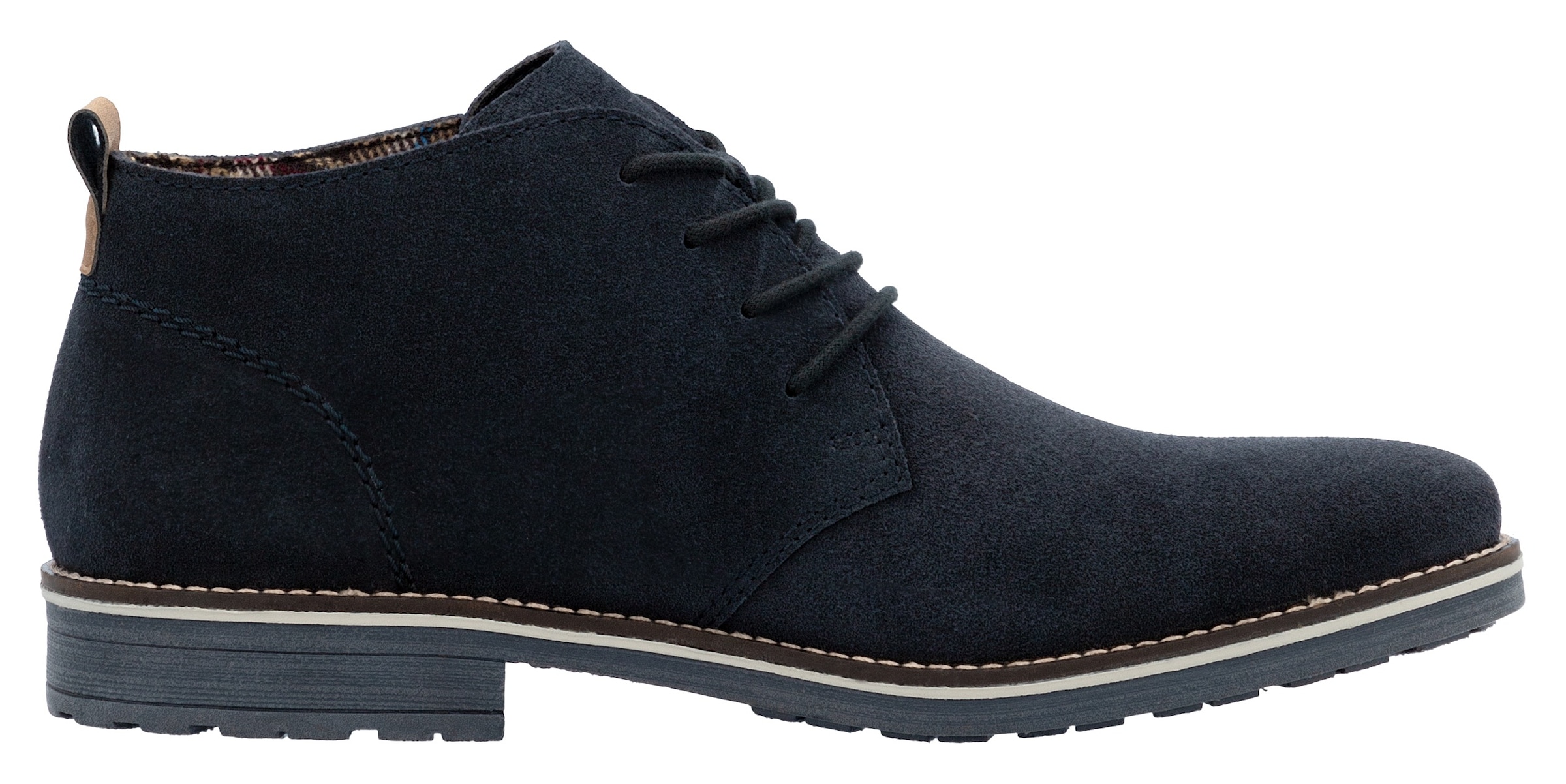 Rieker Schnürstiefelette  mit kariertem Innenfutter