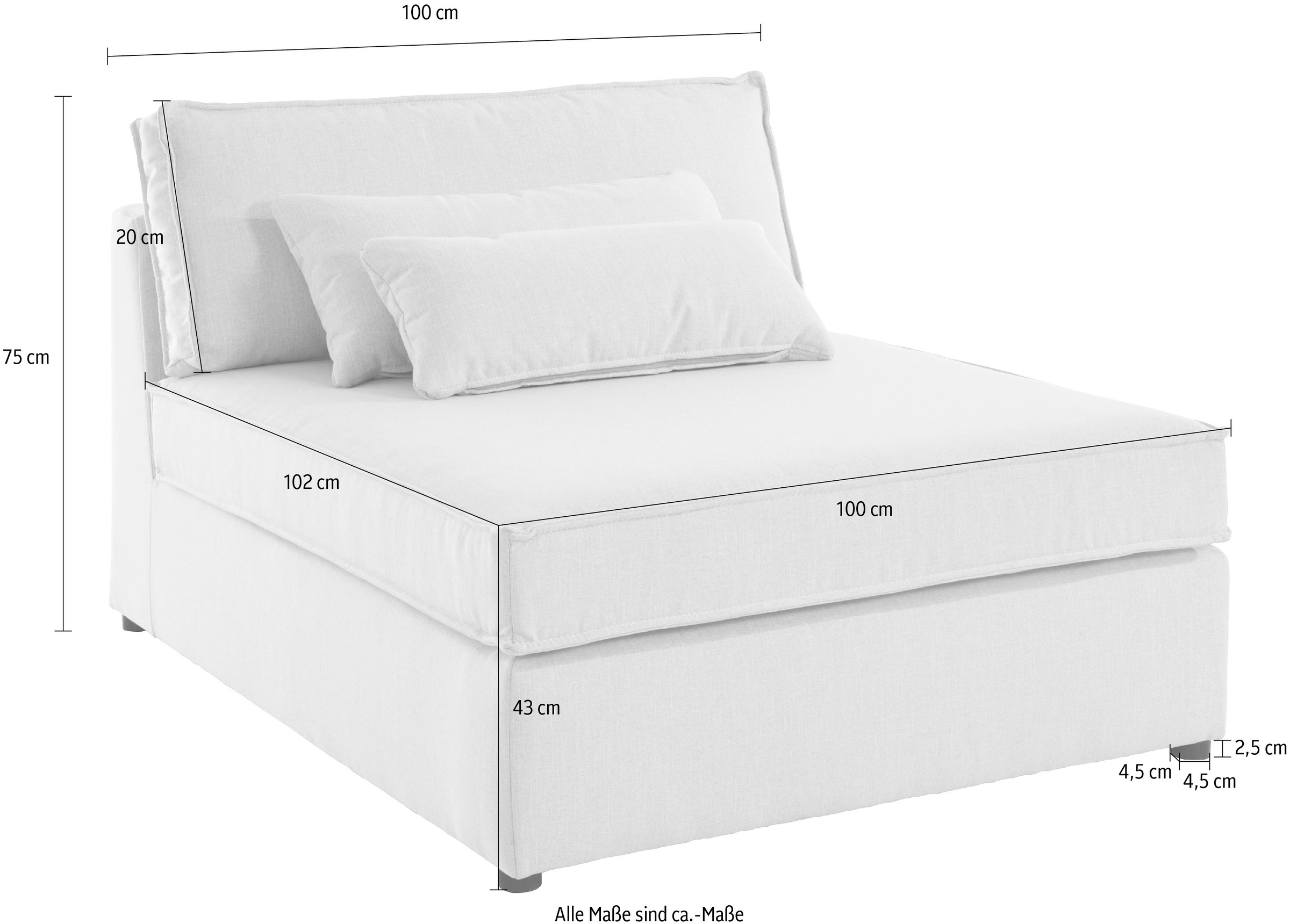 RAUM.ID Sofa-Mittelelement »Enid«, Teil eines Modulsofas, fester Sitzkomfort, auch in Breitcord