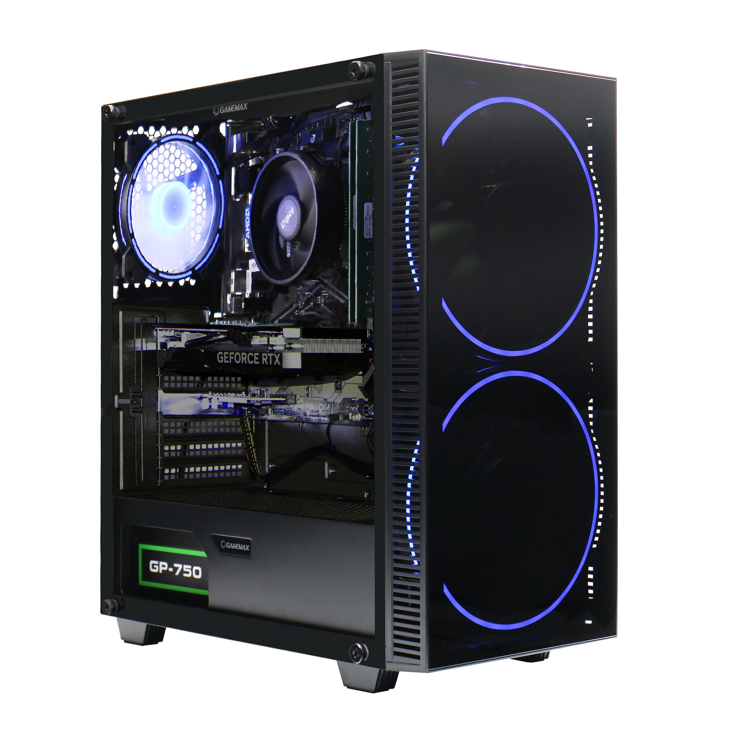 GAMEMAX PC-Komplettsystem »MegaDeal Gaming-PC-Set Black Hole«, (inkl. Maus, Tastatur), Windows 11 + MSI MAG 32C6 Curved-Monitor, 80cm (32")