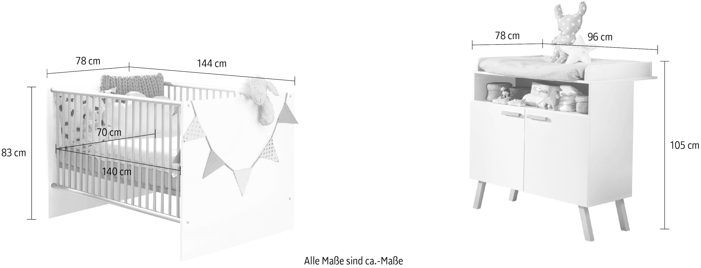 trendteam Babymöbel-Set »Mats«, (2 tlg.), neutrales Design