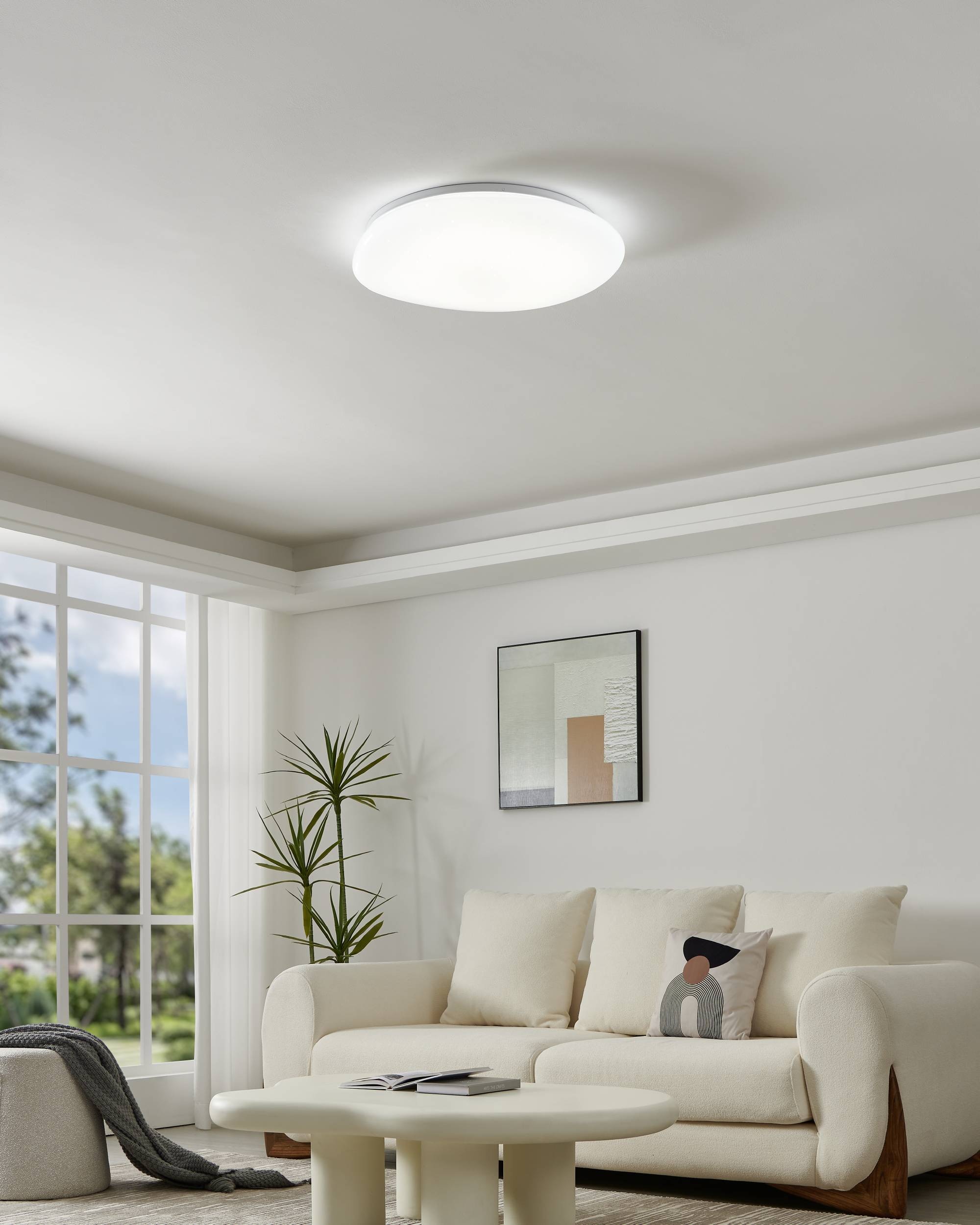 EGLO Deckenleuchte »Sileras Deckenlampe, Sternhimmel-Effekt, Stahl und Kunststoff, Lampe« LED-Modul 1 Stk. Kaltweiß | Neutralweiß | Warmweiß Wand-/Deckenleuchte - H8,5 x Ø60 cm - weiß - 31W inkl.