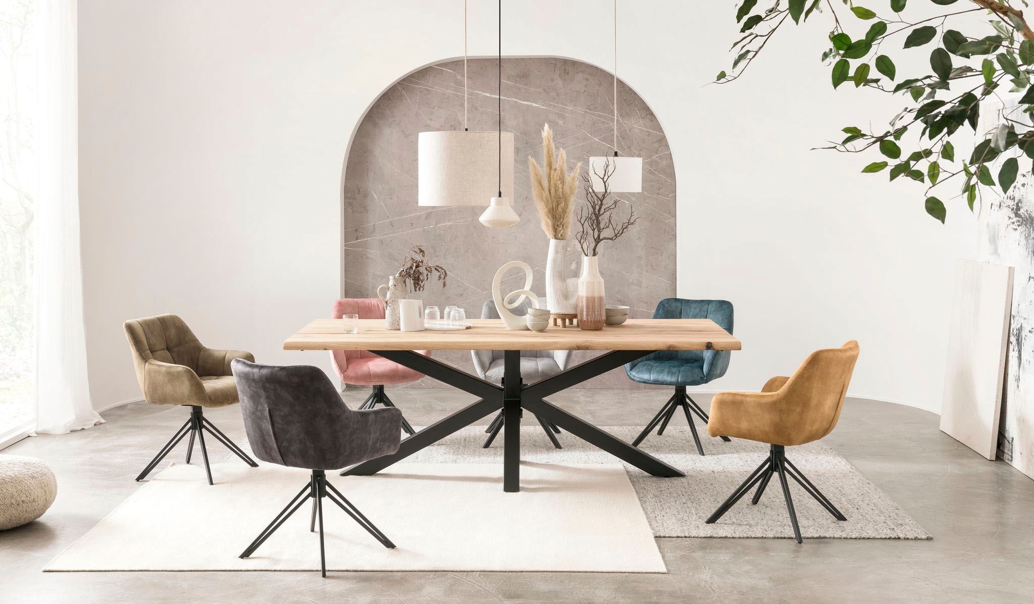 Home affaire Drehstuhl »Soller, TOPSELLER!«, (Set), 2 St., Microfaser, Esszimmerstuhl drehbar, Metallgestell