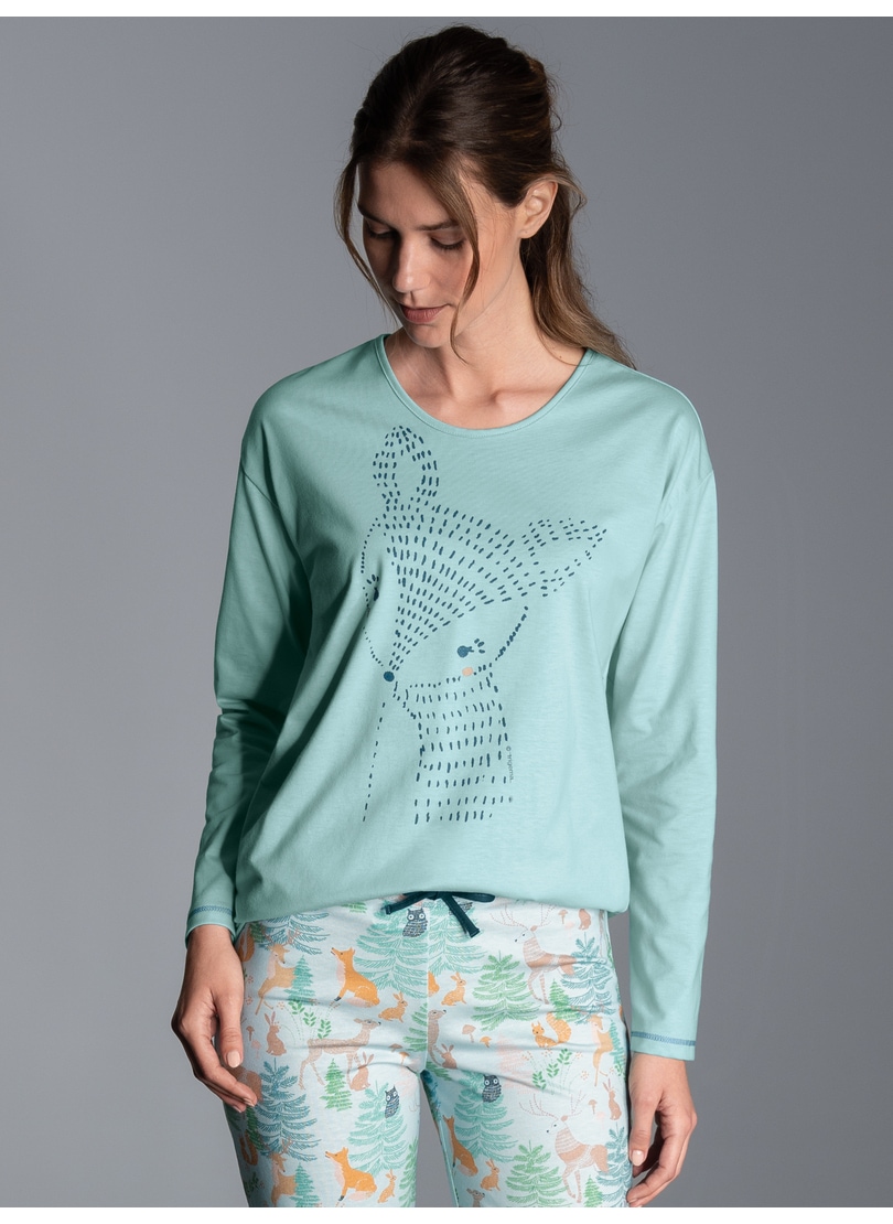 Trigema Schlafanzug »TRIGEMA Schlafshirt Langarm mit süßem Printmotiv«, (1 tlg.)