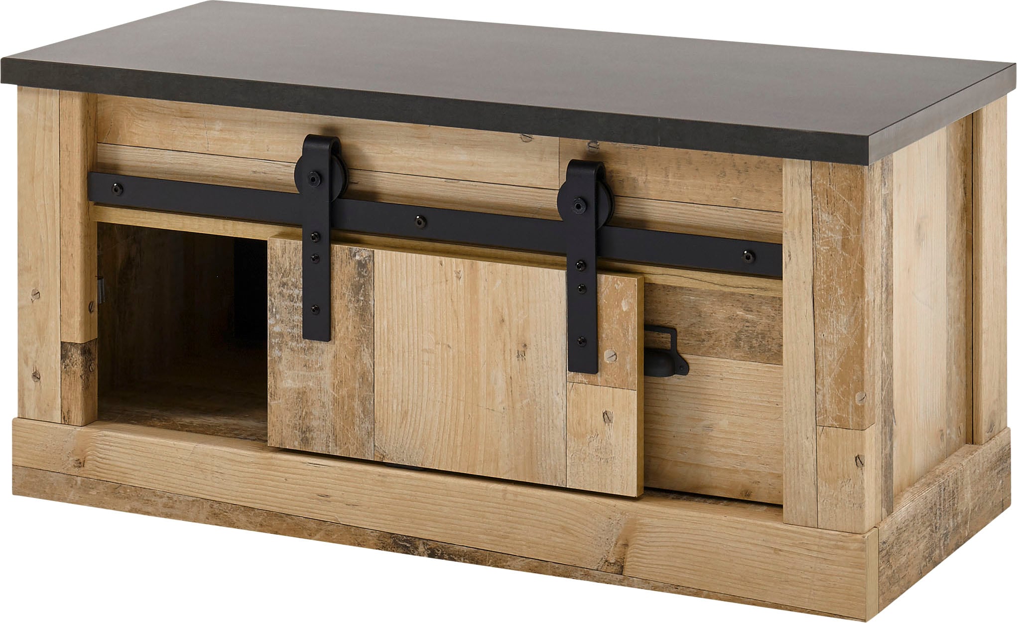Home affaire Sitzbank »SHERWOOD«, modernes Holz Dekor, mit Scheunentorbeschlag aus Metall, Breite 93 cm