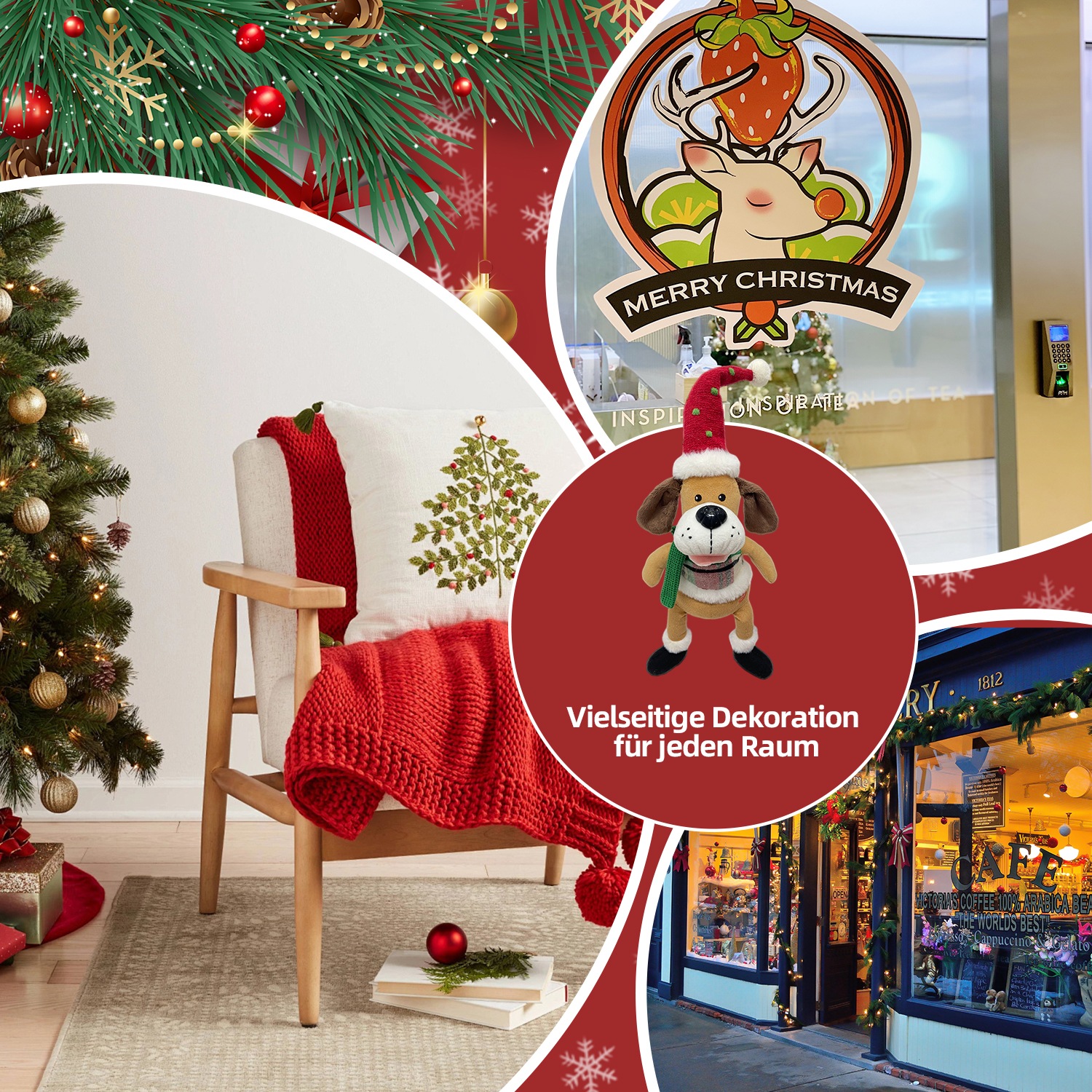 SHX Weihnachtsfigur »Singender und schaukelnder Hund«, Bewegung, lebhafte Musik