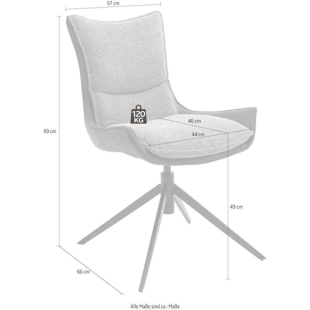 MCA furniture 4-Fußstuhl »Kitami«, (Set), 2 St., Esszimmerstuhl drehbar 360° mit Nivellierung, Stoffbezug, bis 120 kg