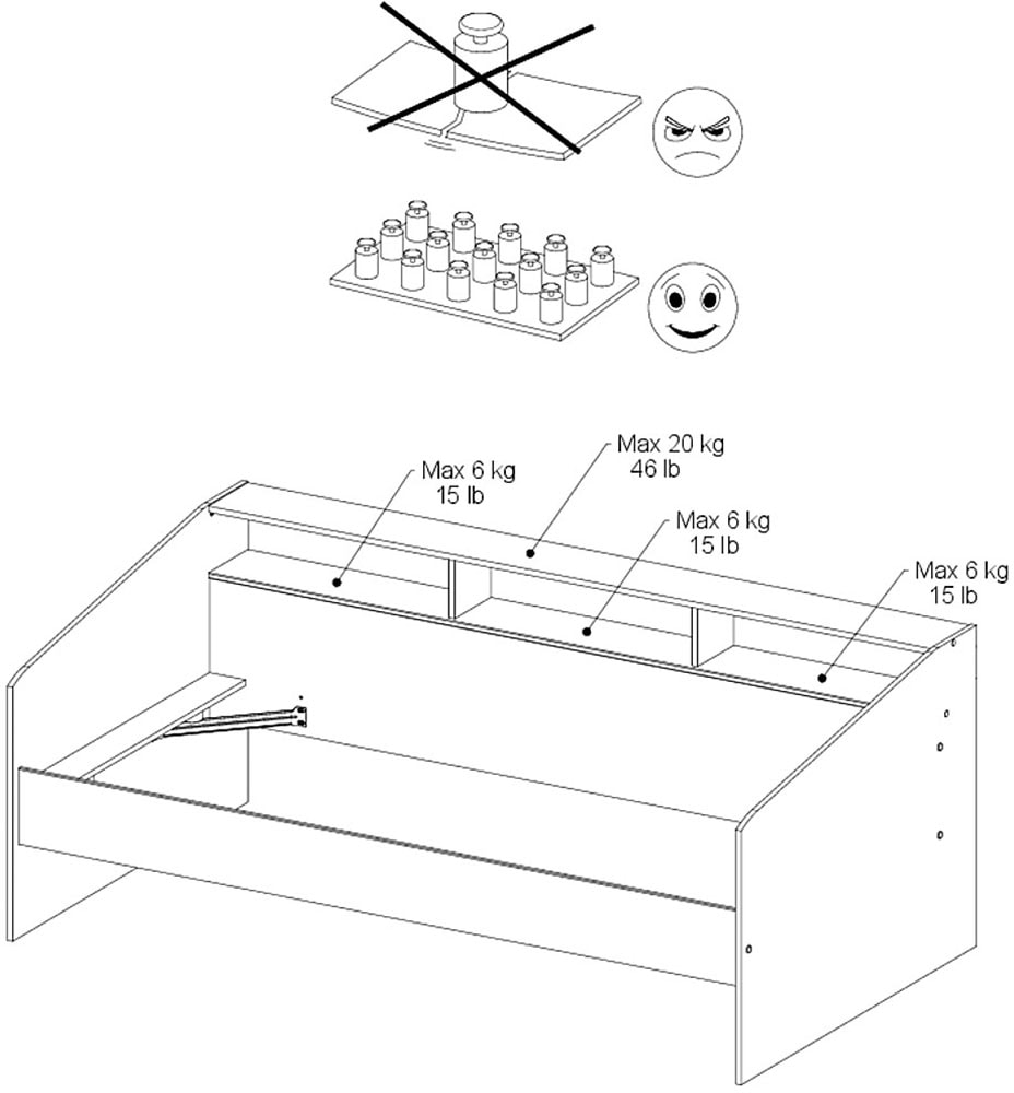Parisot Jugendzimmer-Set »Parisot Sleep 11« Set, 2 tlg. Rückwand am Bett drehbar - Weiss oder Eiche