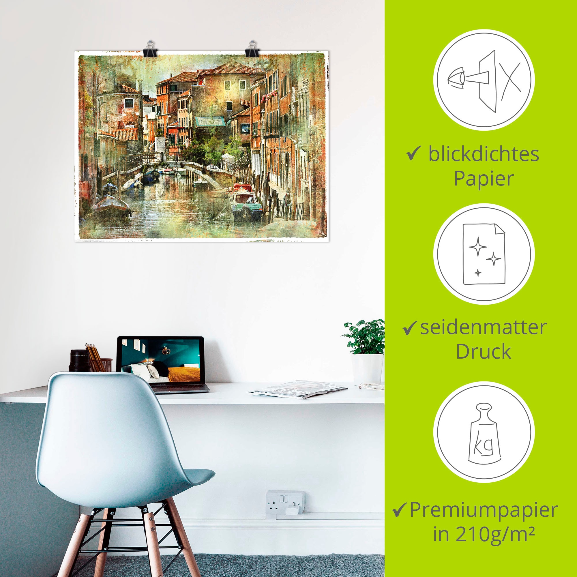 Artland Wandbild »Kanal in Venedig« Italien 1 Stk. tlg. als Leinwandbild, Poster, Wandaufkleber in verschied. Größen