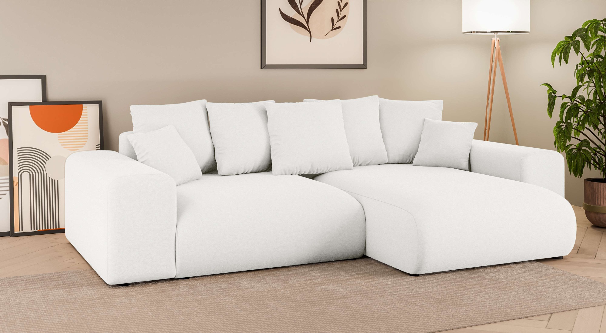 INOSIGN Ecksofa »LAKESIDE mit Bettfunktion und Bettkasten, B/T/H 257/166/84 cm«, L-Form, Recamiere beidseitig montierbar, Wellenunterfederung