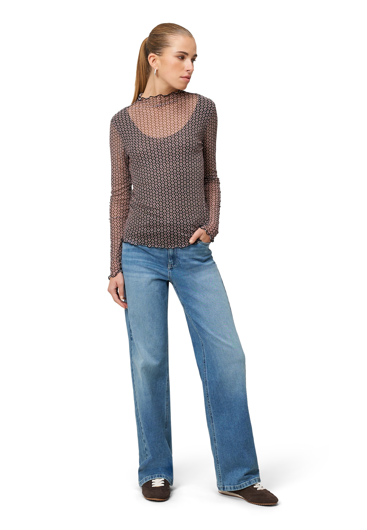 Zero Rundhalsshirt »Mesh-Shirt mit grafischem Print«