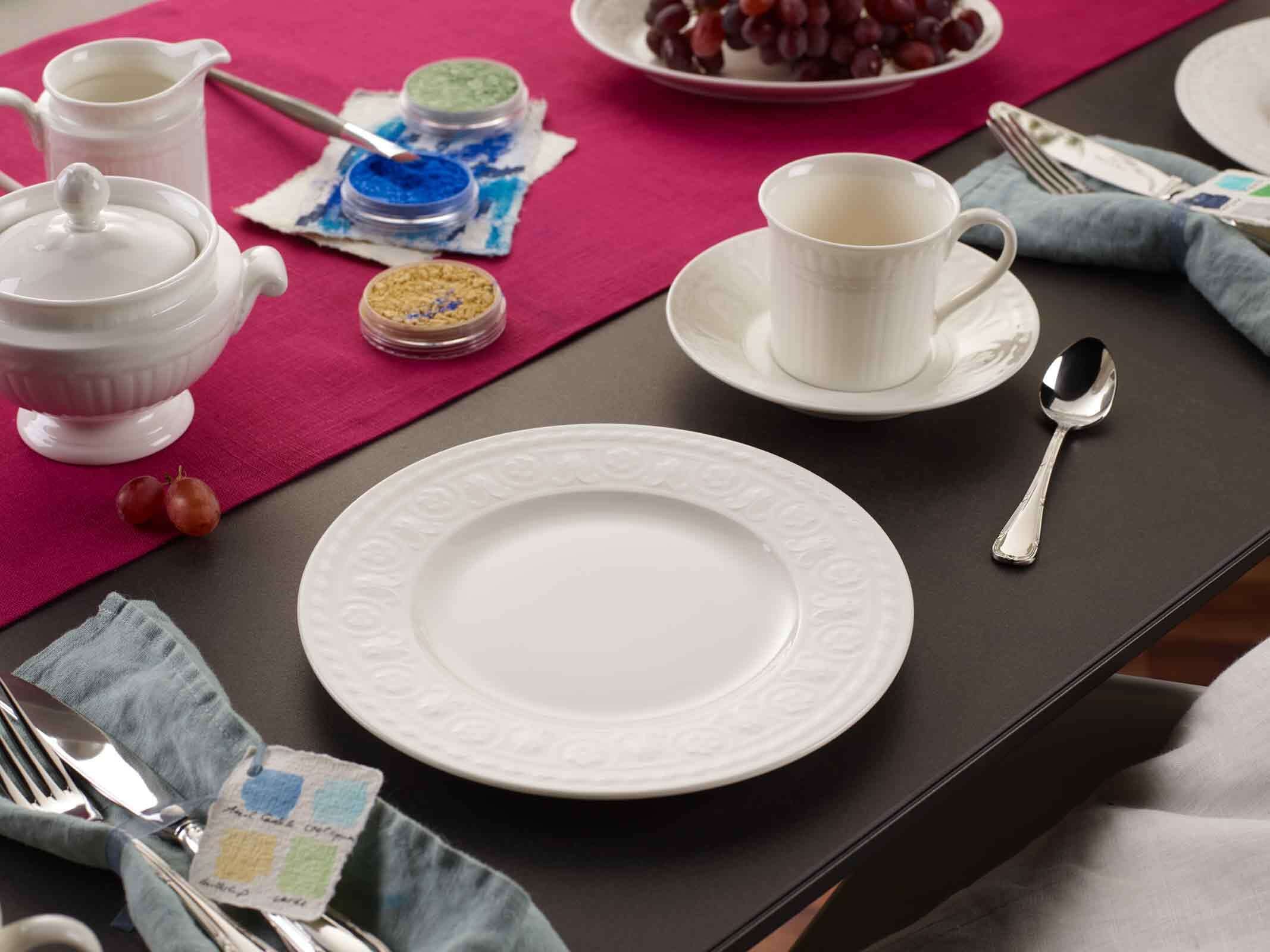 Villeroy & Boch Geschirr-Set »Teller-Set Cellini 18er Set weiß« Spülmaschinengeeignet, Mikrowellenfest