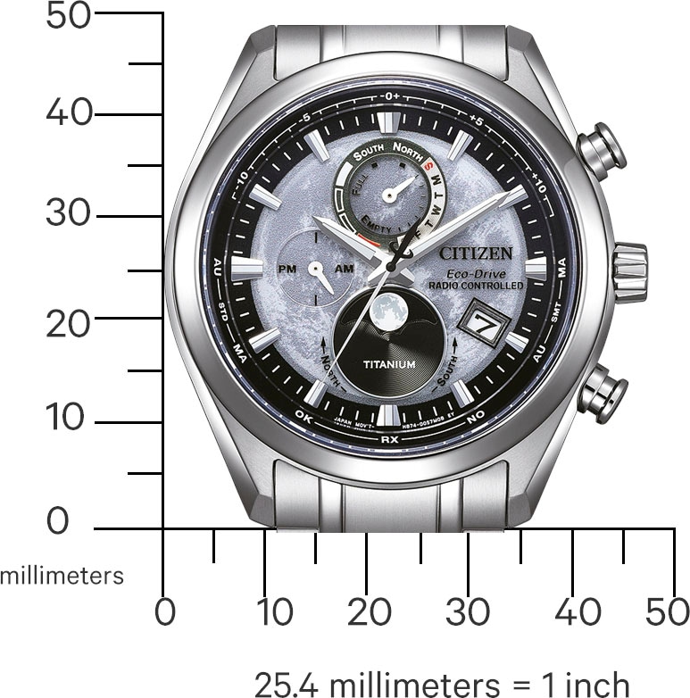 Citizen Funkchronograph »Tsuki-yomi« Armbanduhr, Herrenuhr, Solar, Titan, Stoppfunktion, Mondphase