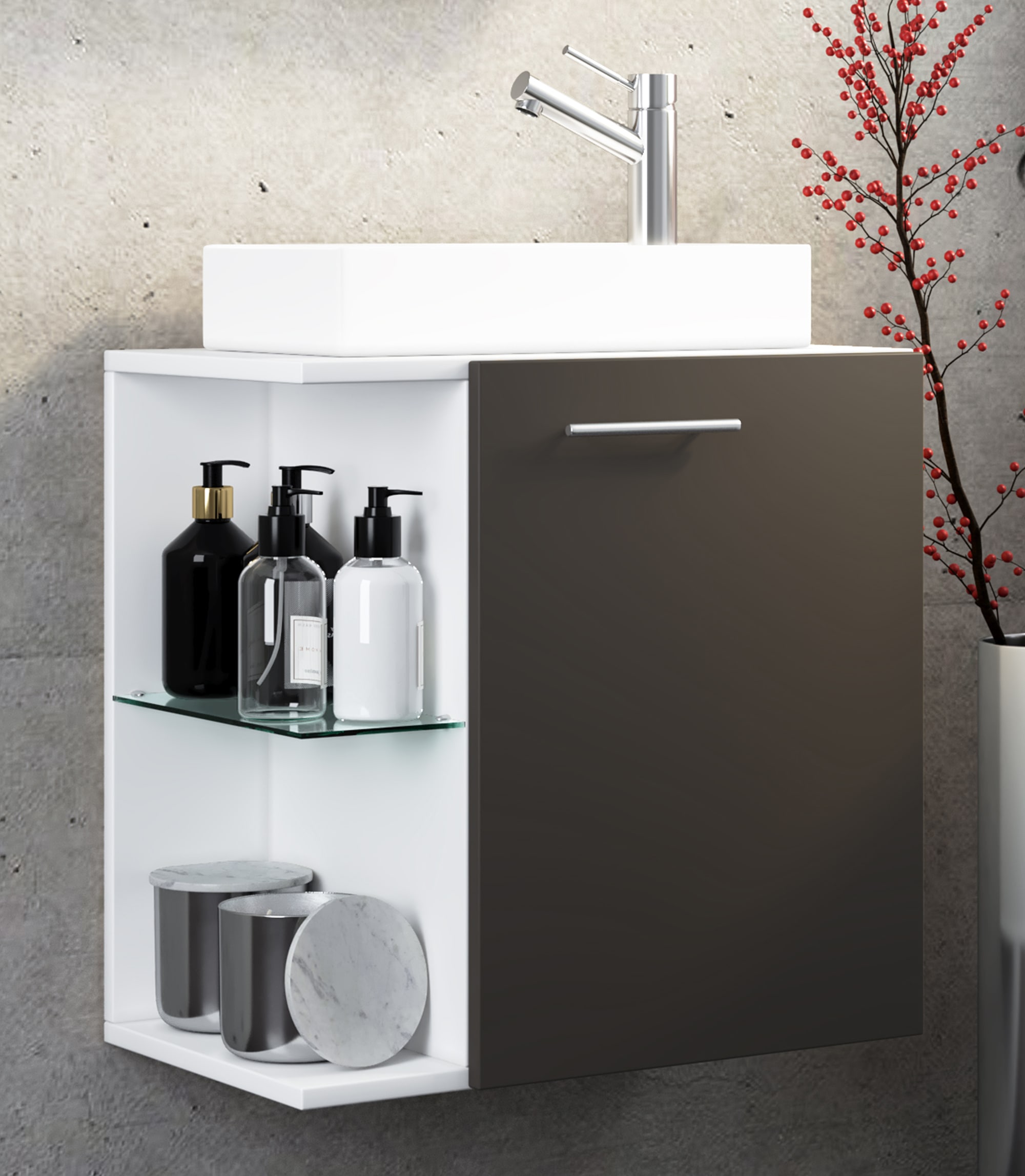 VCM Waschbeckenunterschrank »VCM 2-tlg Set | Waschplatz für Gäste WC | Gästebad | Waschtisch | Badezimmer Set ¿ Hausa«, (2 St.)