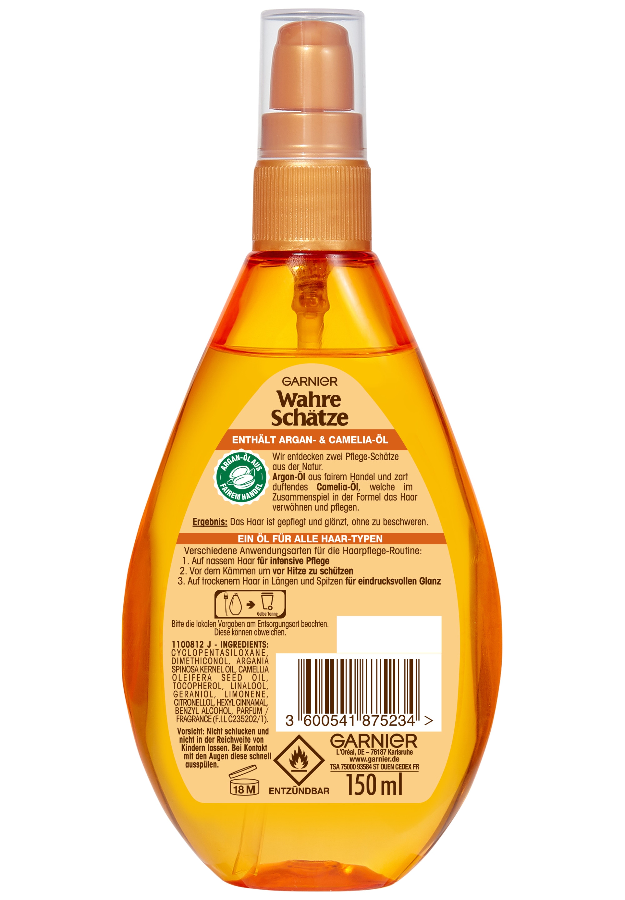 GARNIER Haaröl »GARNIER WAHRE SCHÄTZE ARGAN & CAMELIA ÖL«