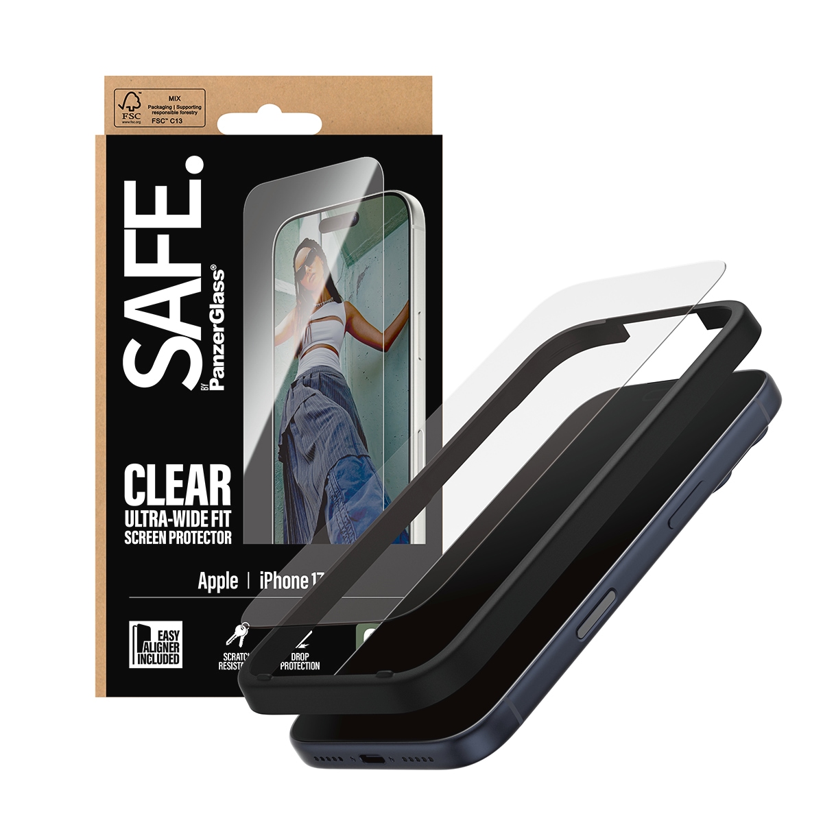 SAFE by PanzerGlass Displayschutzglas »Ultra-Wide Fit Screen Protector« für Apple iPhone 17 Pro Displayschutzfolie, Schutzfolie, Bildschirmschutz, kratz- & stoßfest
