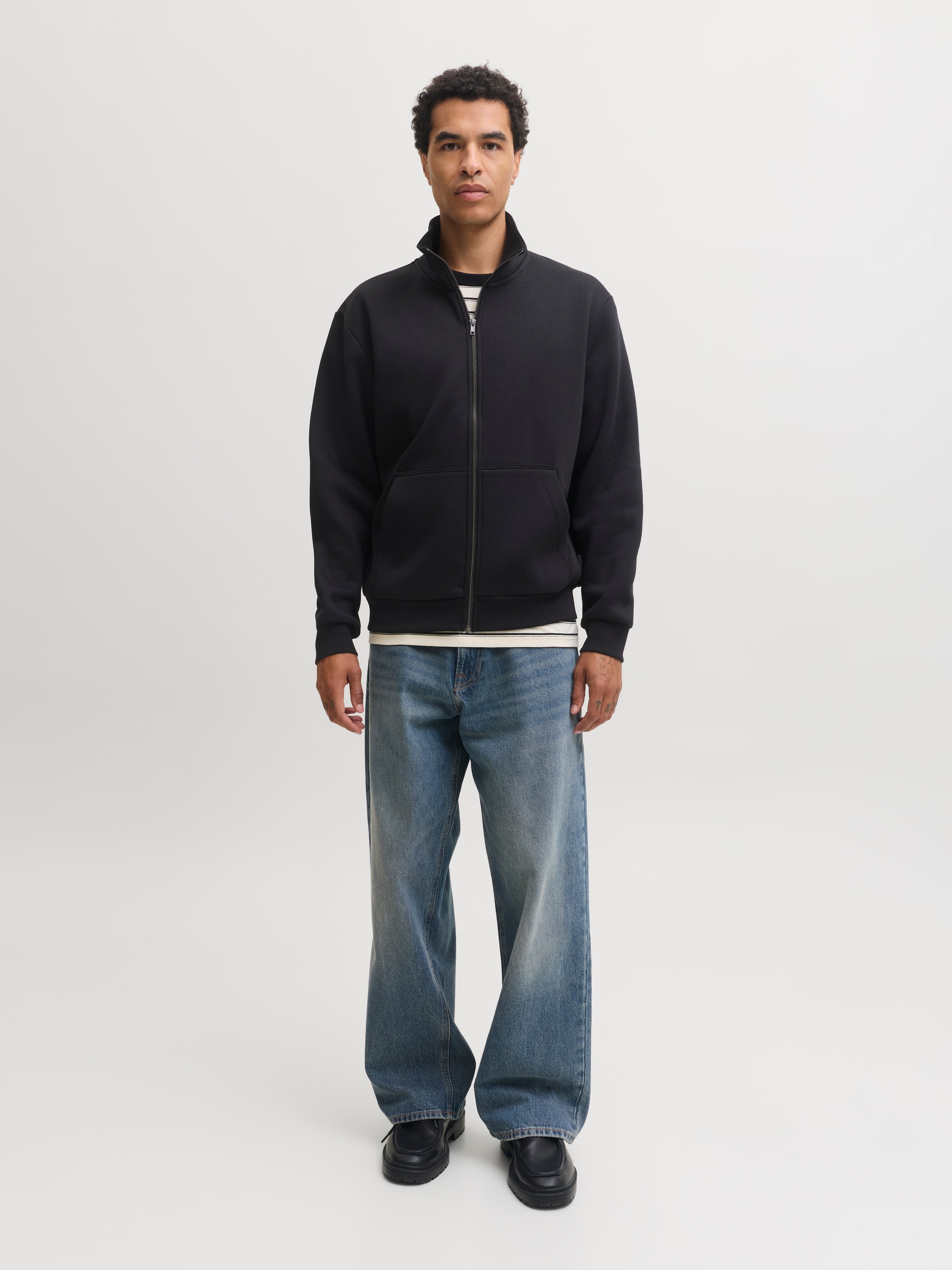Jack & Jones Sweatjacke »JJEBRADLEY SWEAT ZIP HN NOOS« Materialmix, regular fit
