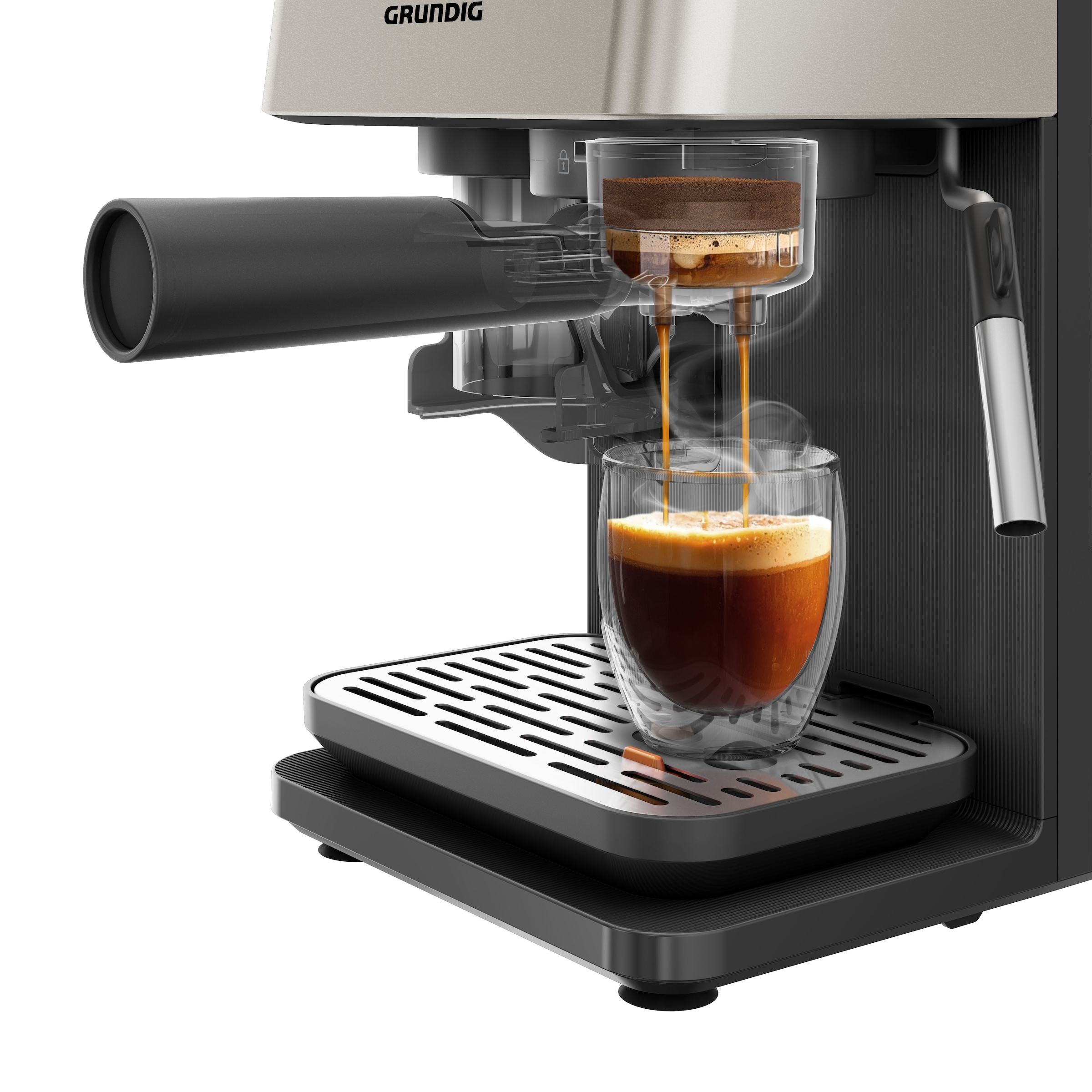 Grundig Siebträgermaschine »KSM 7530« Kaffeevollautomat mit 15 Bar, Touch & GrindPro™ Mahlwerk