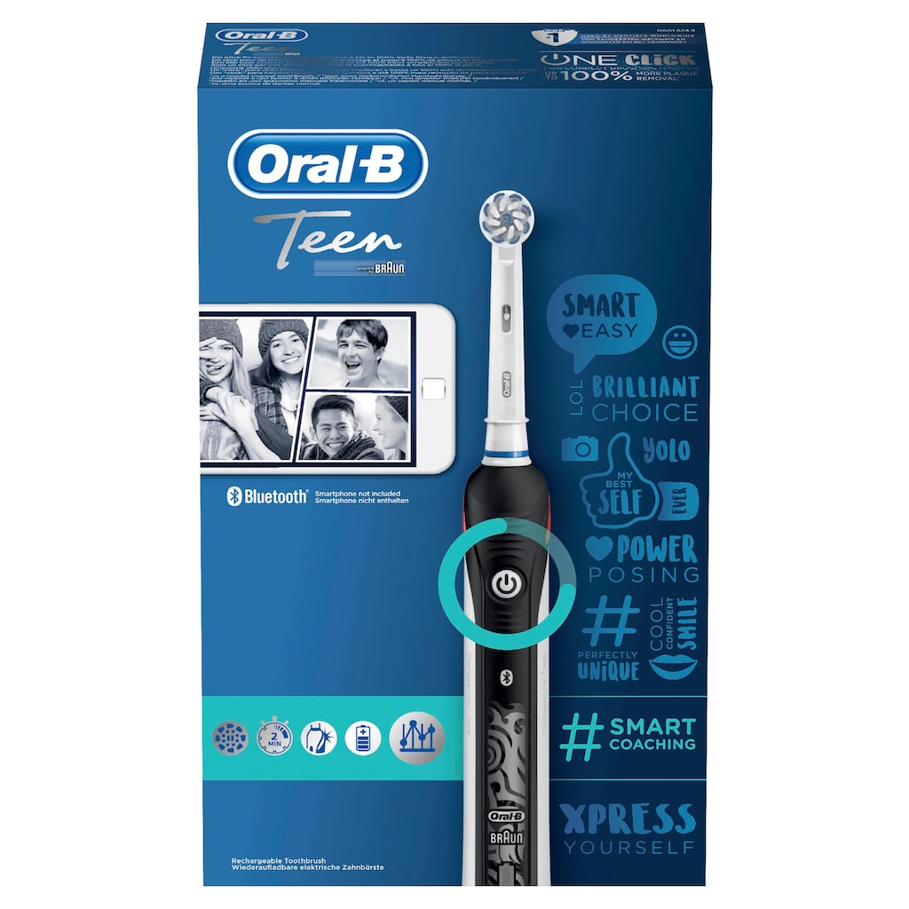 Oral-B Elektrische Zahnbürste »Teen Black«, 2 St. Aufsteckbürsten