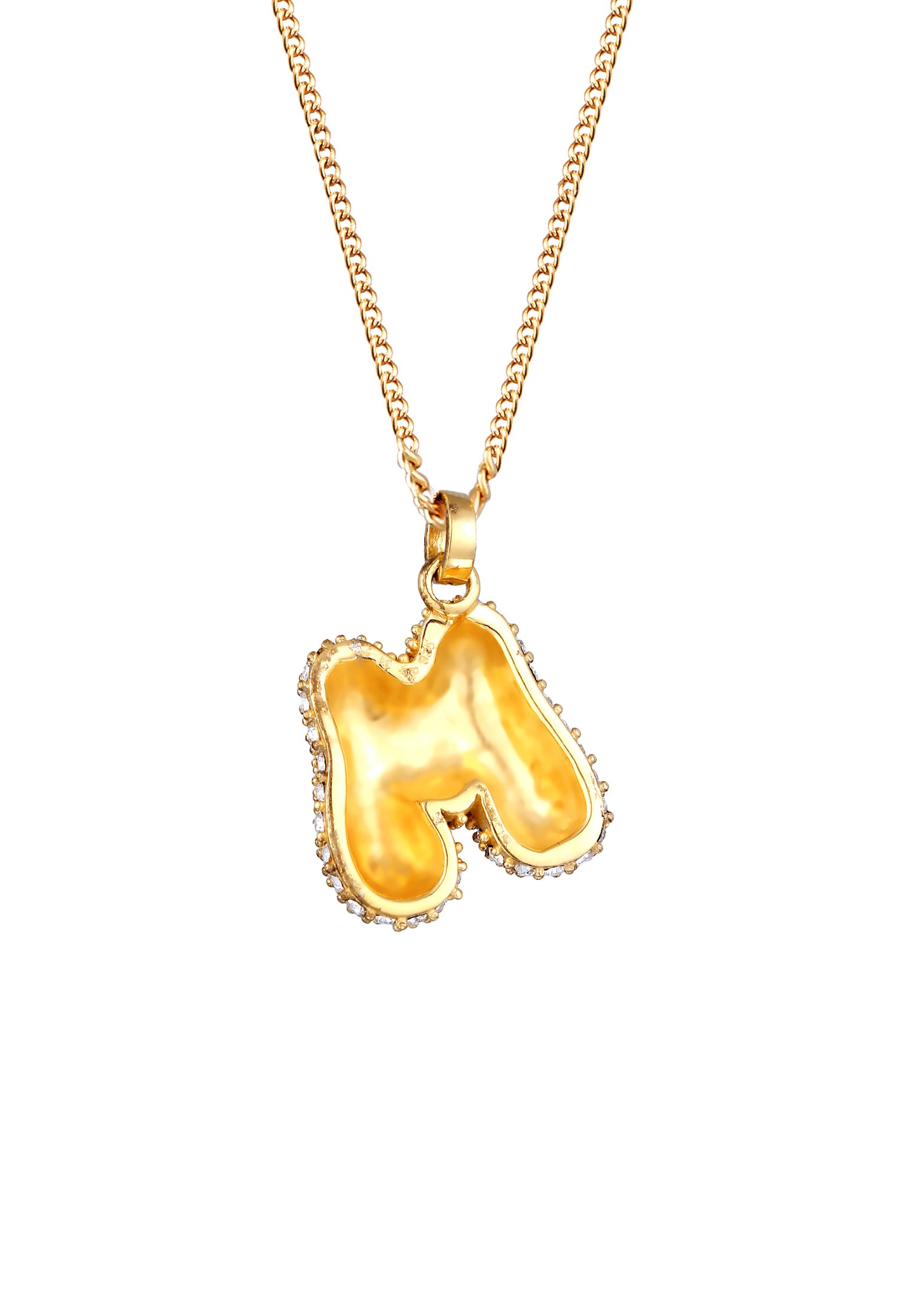Elli Kette mit Anhänger »Halskette Buchstabe M Kristalle Weiß 925 Sterling Silber vergoldet«