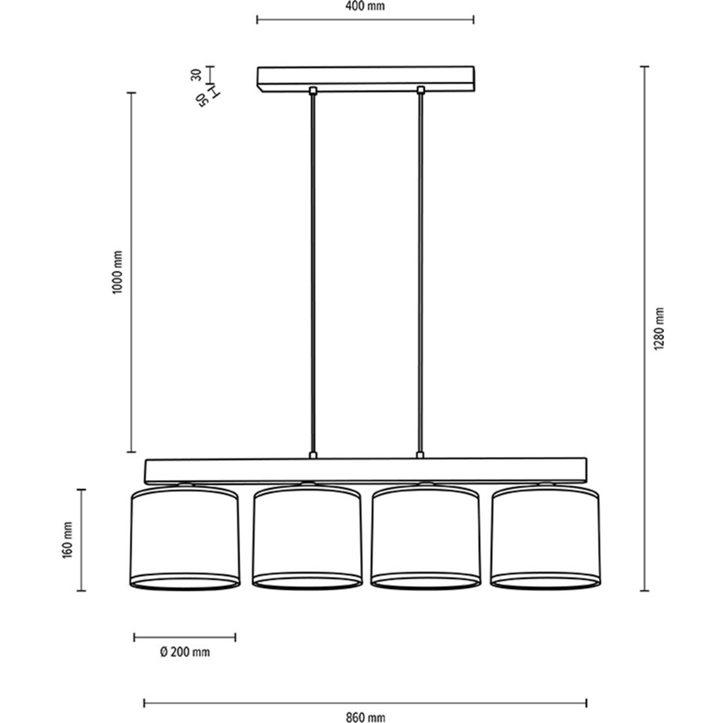 BRITOP LIGHTING Pendelleuchte »ESPACIO«, 4 flammig-flammig