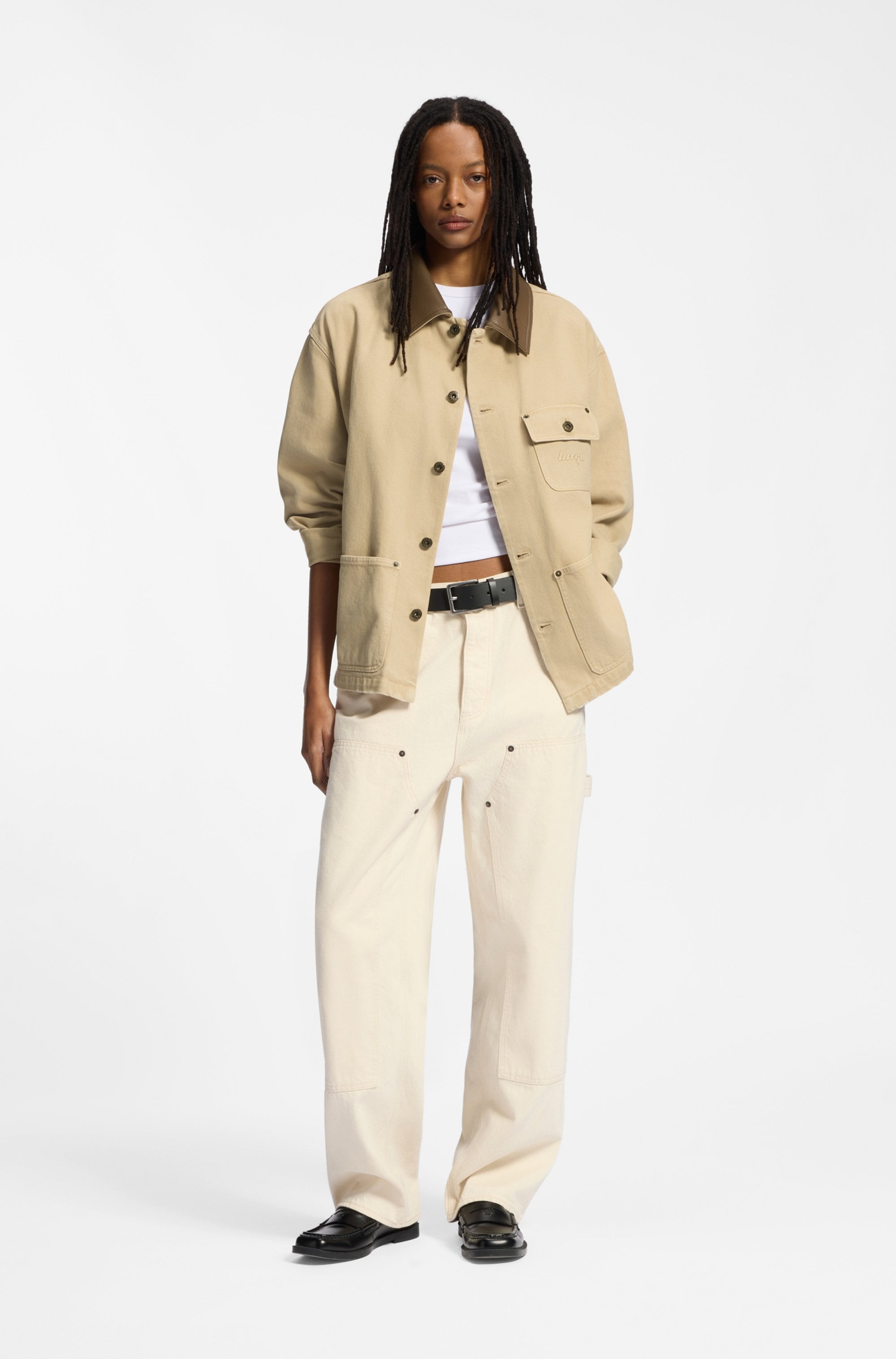 HUGO Blue Hemdjacke »Flimane« mit Kontrastkragen, oversize