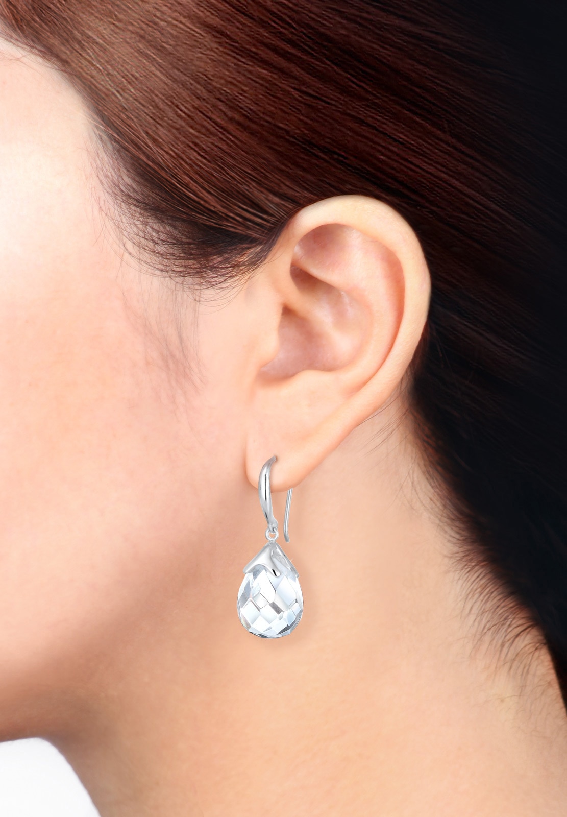Elli Ohrring und Ketten Set »Schmuckset Tropfen Bergkristall Weiß 925 Sterling Silber« ()
