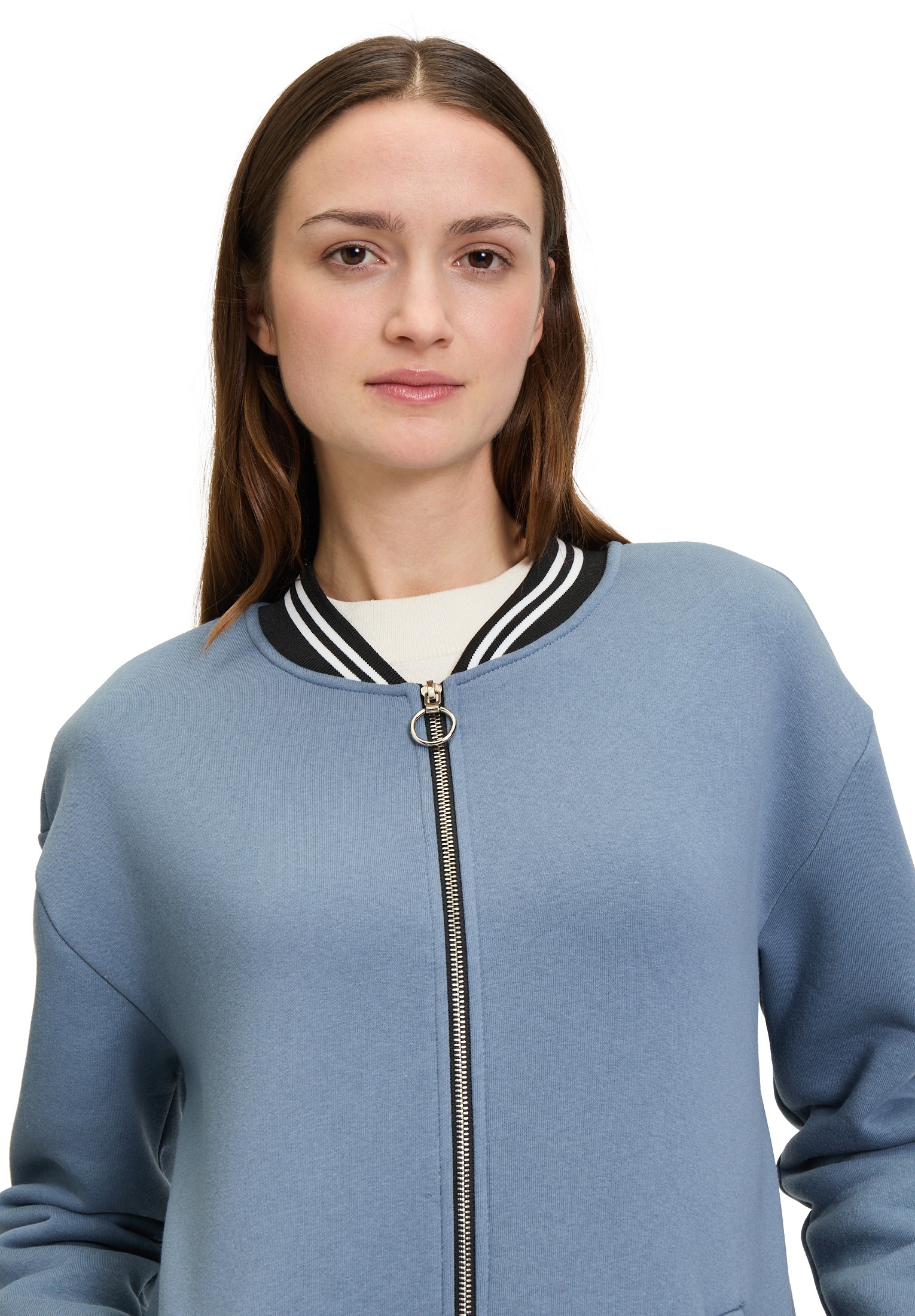 Amber & June Softshellmantel »Sweatmantel mit Ringelbündchen«