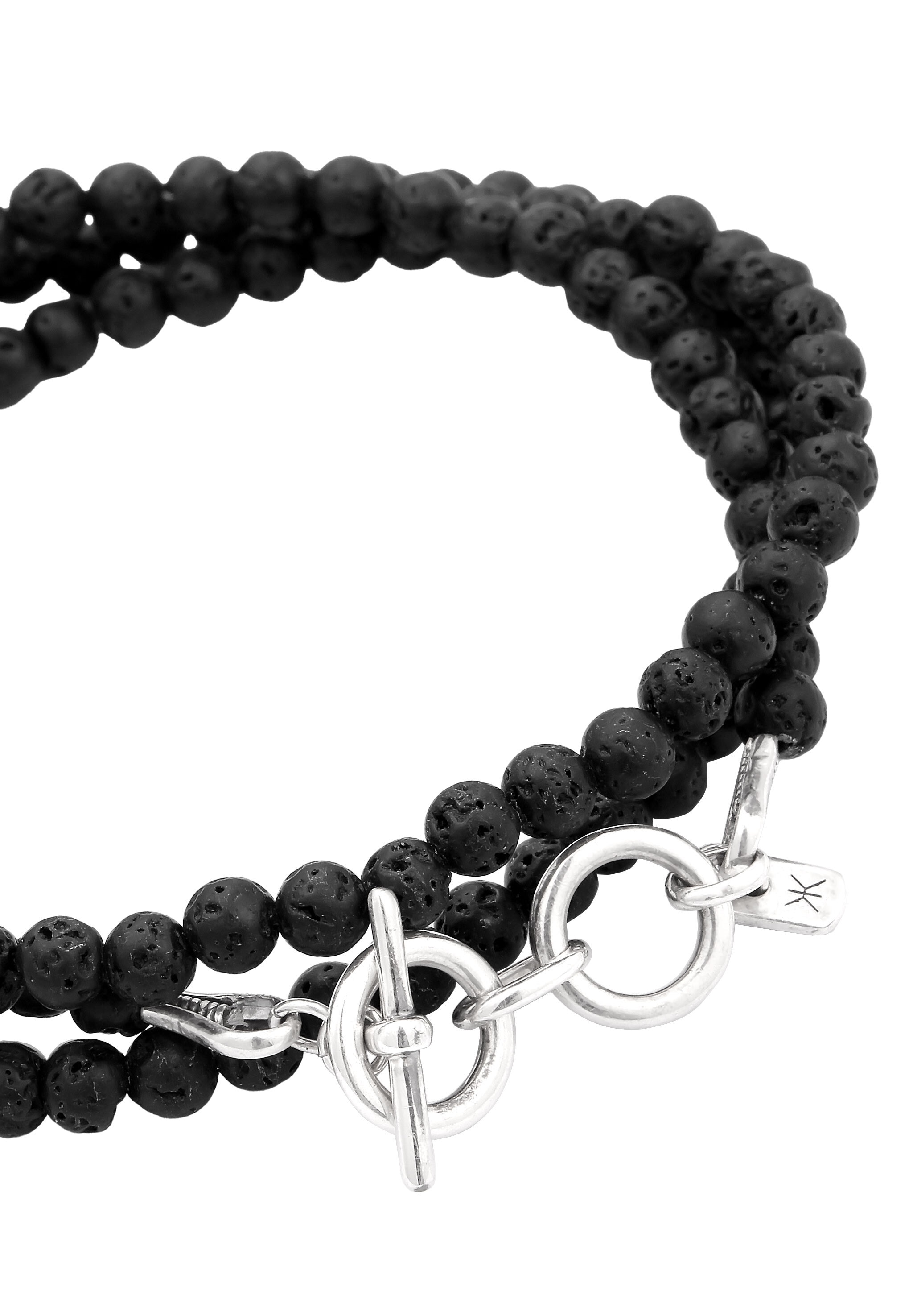 Kuzzoi Armkette »Armband Lavaperlen Schwarz 925 Sterling Silber«