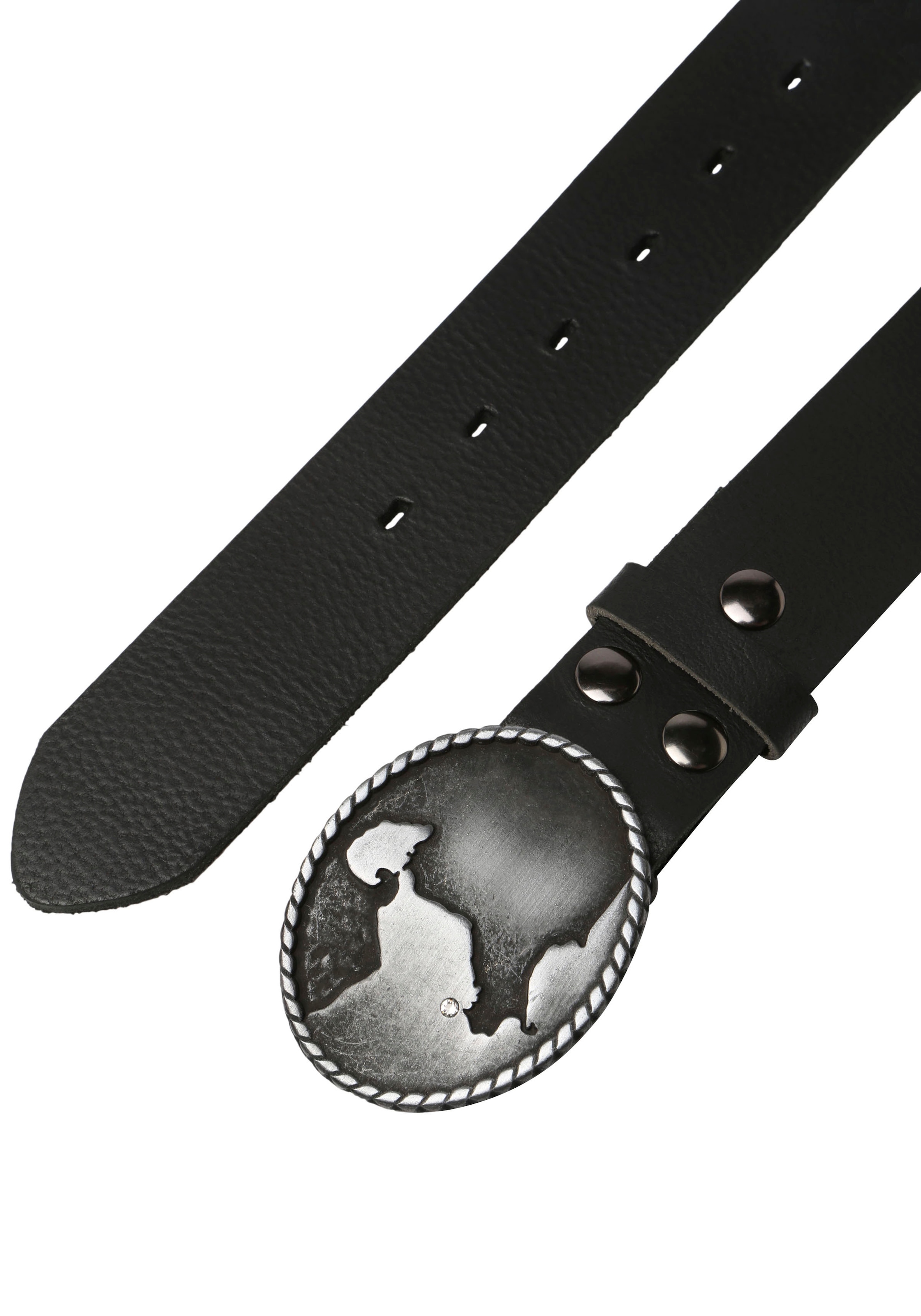 Rettungsring Gürtel Ledergürtel Schließe »Neustadt Schwarz Satiniert Mit Swarovski-Kristall Veredelt«