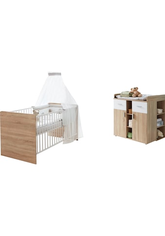 Babymöbel-Set »Maxim«, (Set, 3 St., Bett + Wickelkommode + Unterstellregal)
