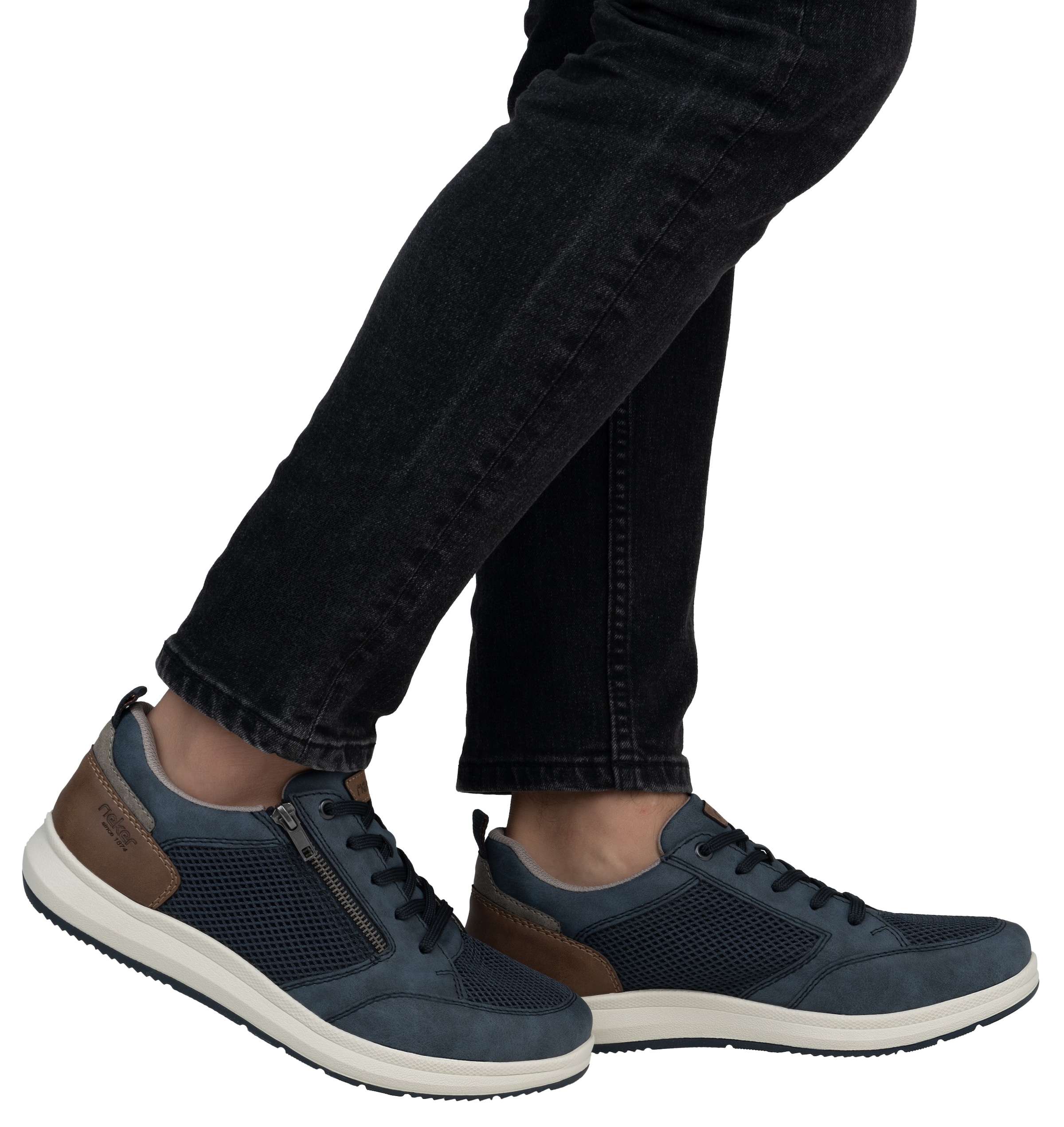 Rieker Sneaker, Halbschuh, Freizeitschuh, Schnürschuh mit seitlichem Reißverschluss