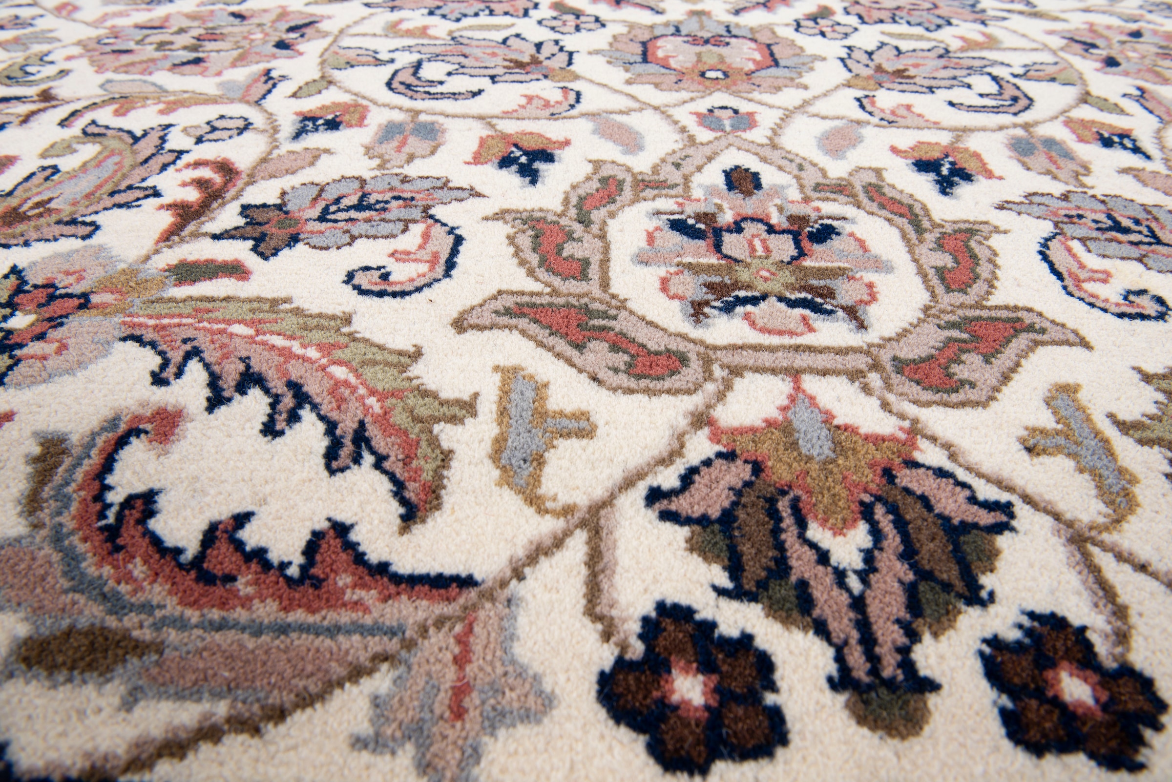 rechteckig, Wolle, handgeknüpft, Orientteppich mit Fransen »Benares Isfahan«, THEKO reine