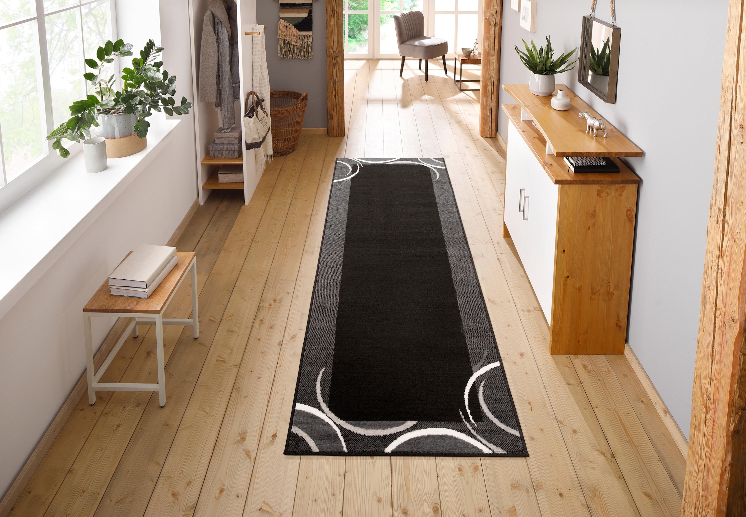 my home Läufer »Noah«, rechteckig, 7 mm Höhe, mit Bordüre, Läufer, Brücke, Kurzflor, verspieltes Design, elegant