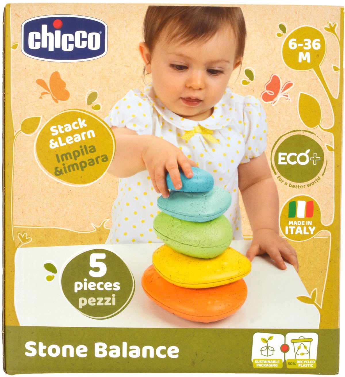 Chicco Stapelspielzeug »Balance-Steine«, teilweise aus recyceltem Material; Made in Europe