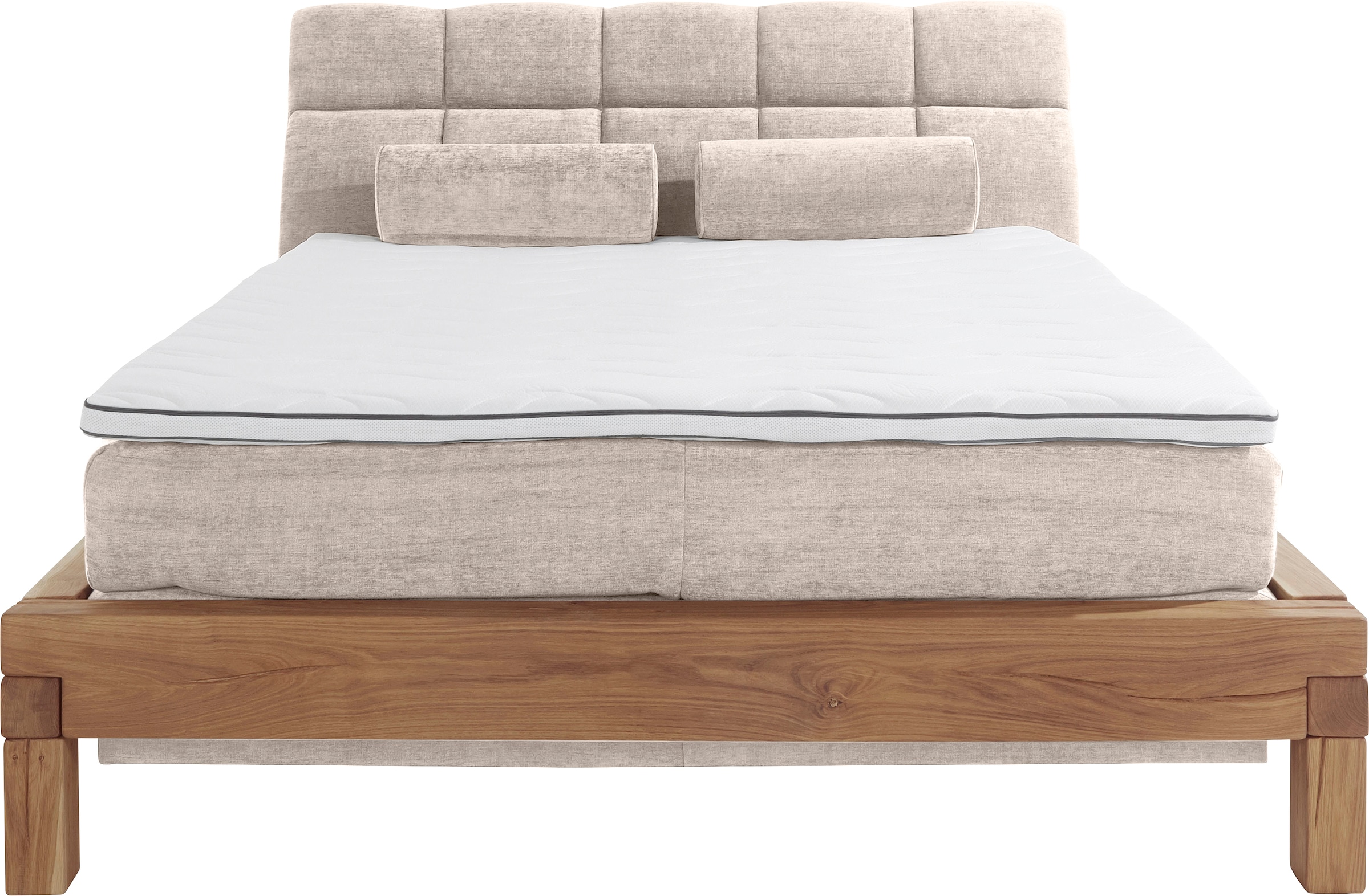 Home affaire Boxspringbett »VILLADS inkl. Taschenfederkernmatratze H2-H4 und Topper« Inside-Boxspring, recycelte Bezugsstoffe, Liegefläche 160 cm x 200 cm