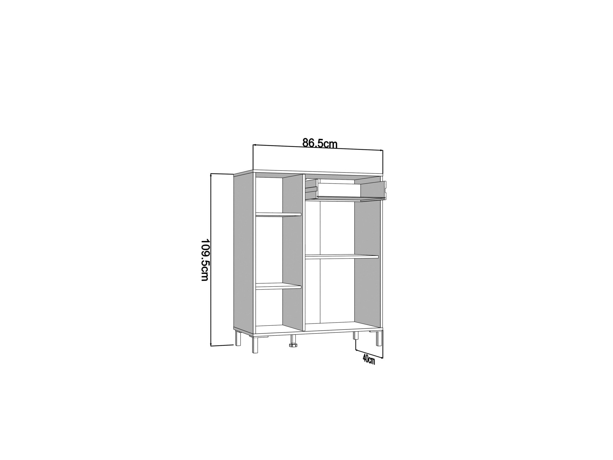 Home affaire Schuhschrank »LAVAL Schuhregal, Schuhkommode« Drei Regale und eine Schublade. Gesamtbreite 86,5 cm