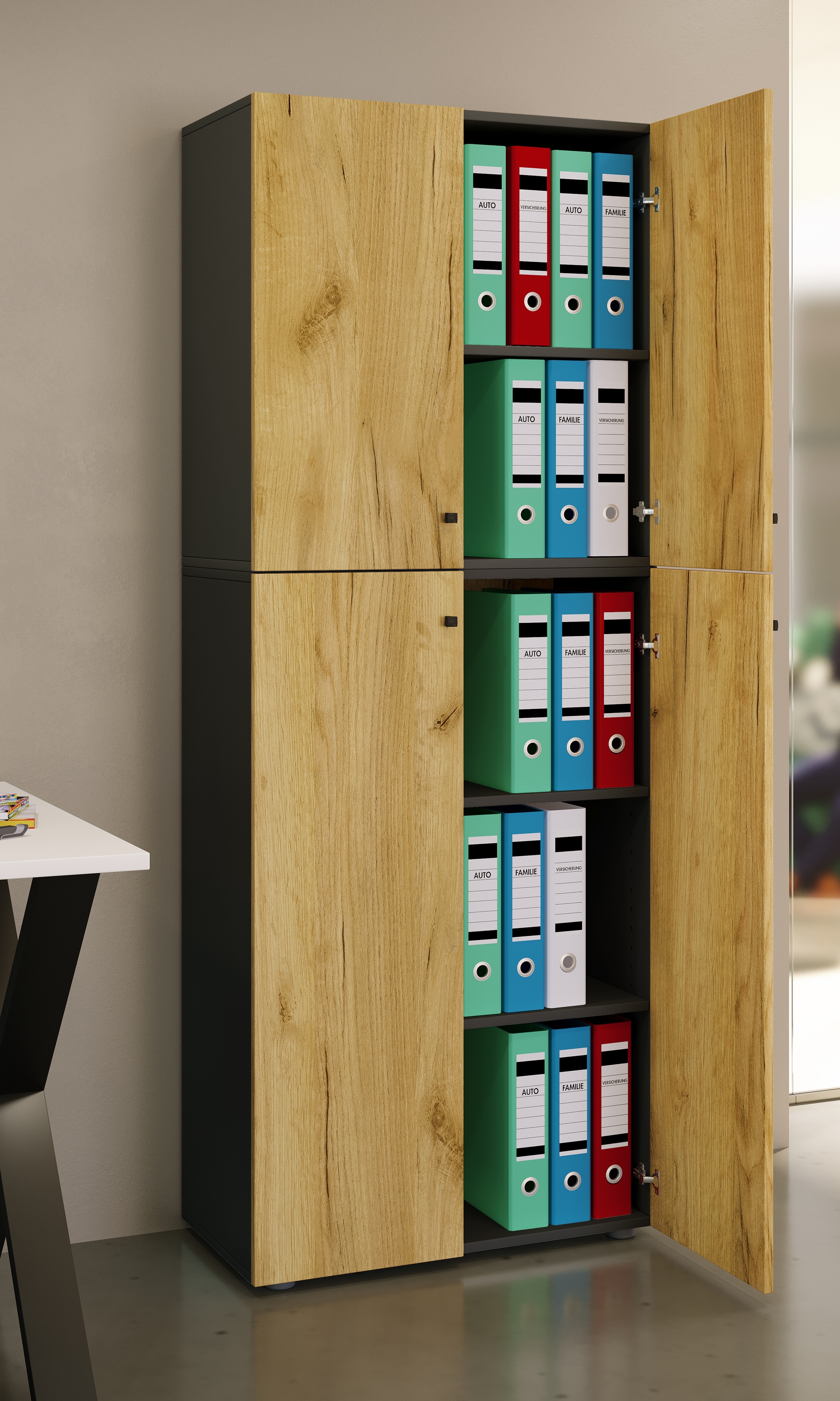 VCM Aktenschrank »VCM Büroschrank mit 5 Fächern | moderner Aktenschrank mit Drehtüren | Maße ca. B. 70 x H. 184 x T. 40 cm ¿ Lona 5-Fach«, (1 St.)