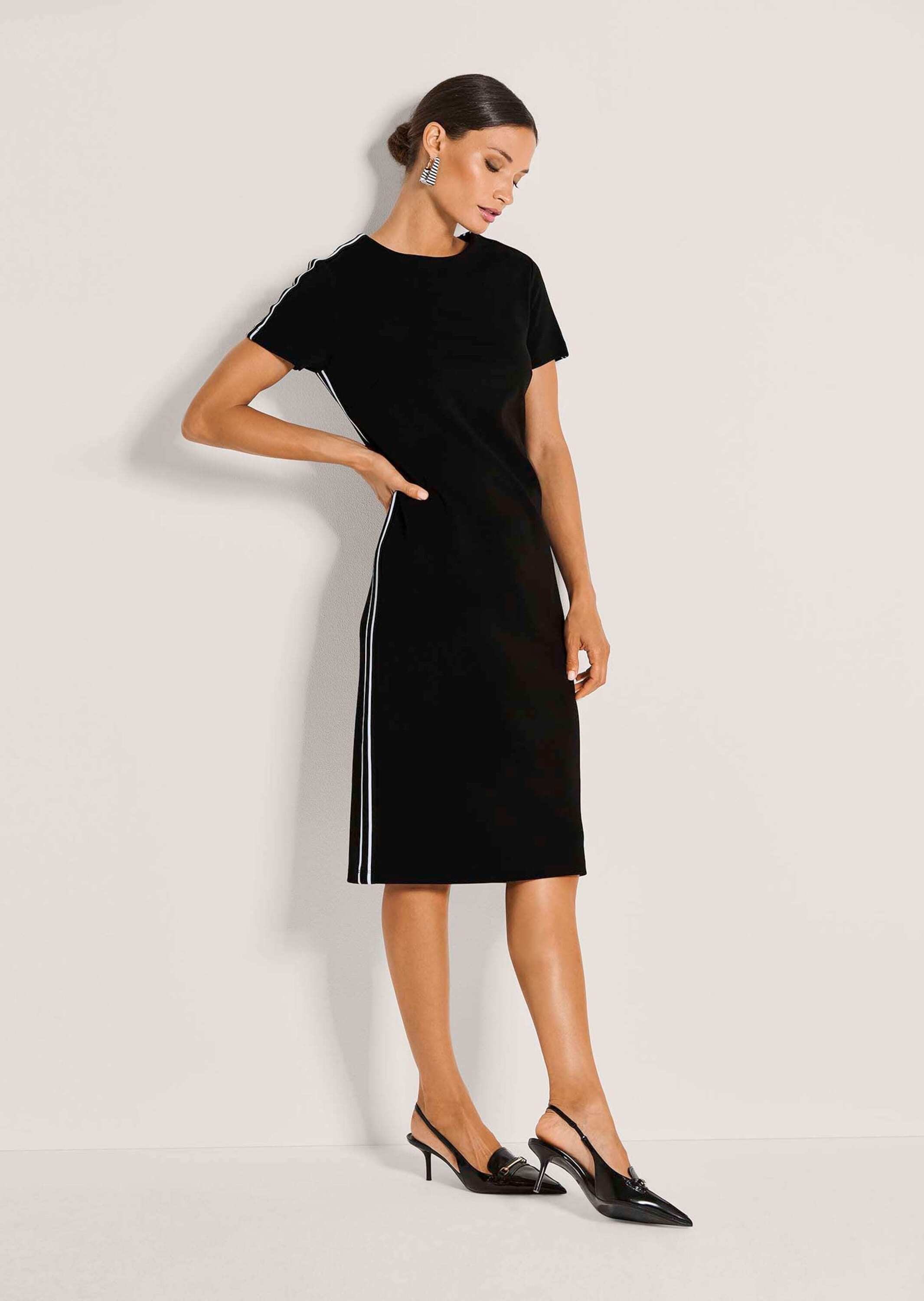 MADELEINE Midikleid »Jerseykleid Viskosekleid mit Kontraststreifen« Reißverschluss hinten