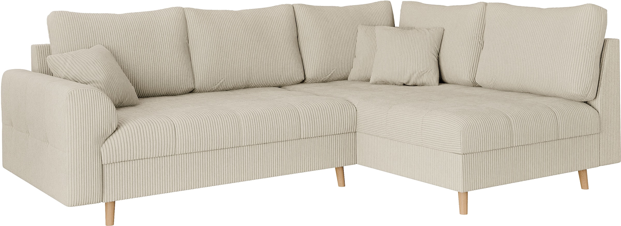 Home affaire Ecksofa »CHARRE L-Form mit Ottomane, Maße B/T/H: 231/161/81 cm«, feine Steppung, lose Rücken- und Zierkissen, auch in Cord und Bouclé