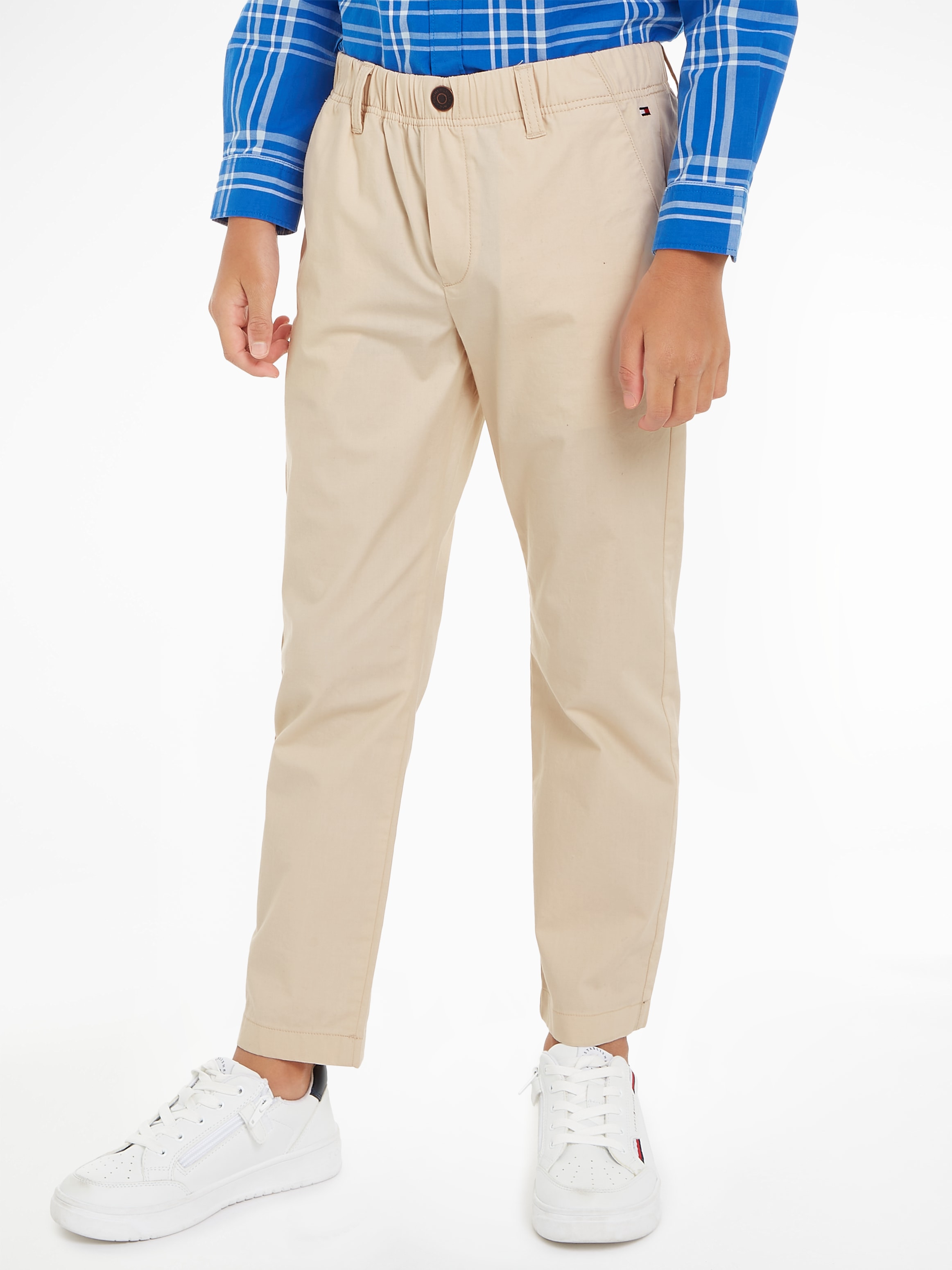 TOMMY HILFIGER Schlupfhose »POPLIN LONG PANTS«, Baby bis 2 Jahre, Taillenbund auf Gummizug