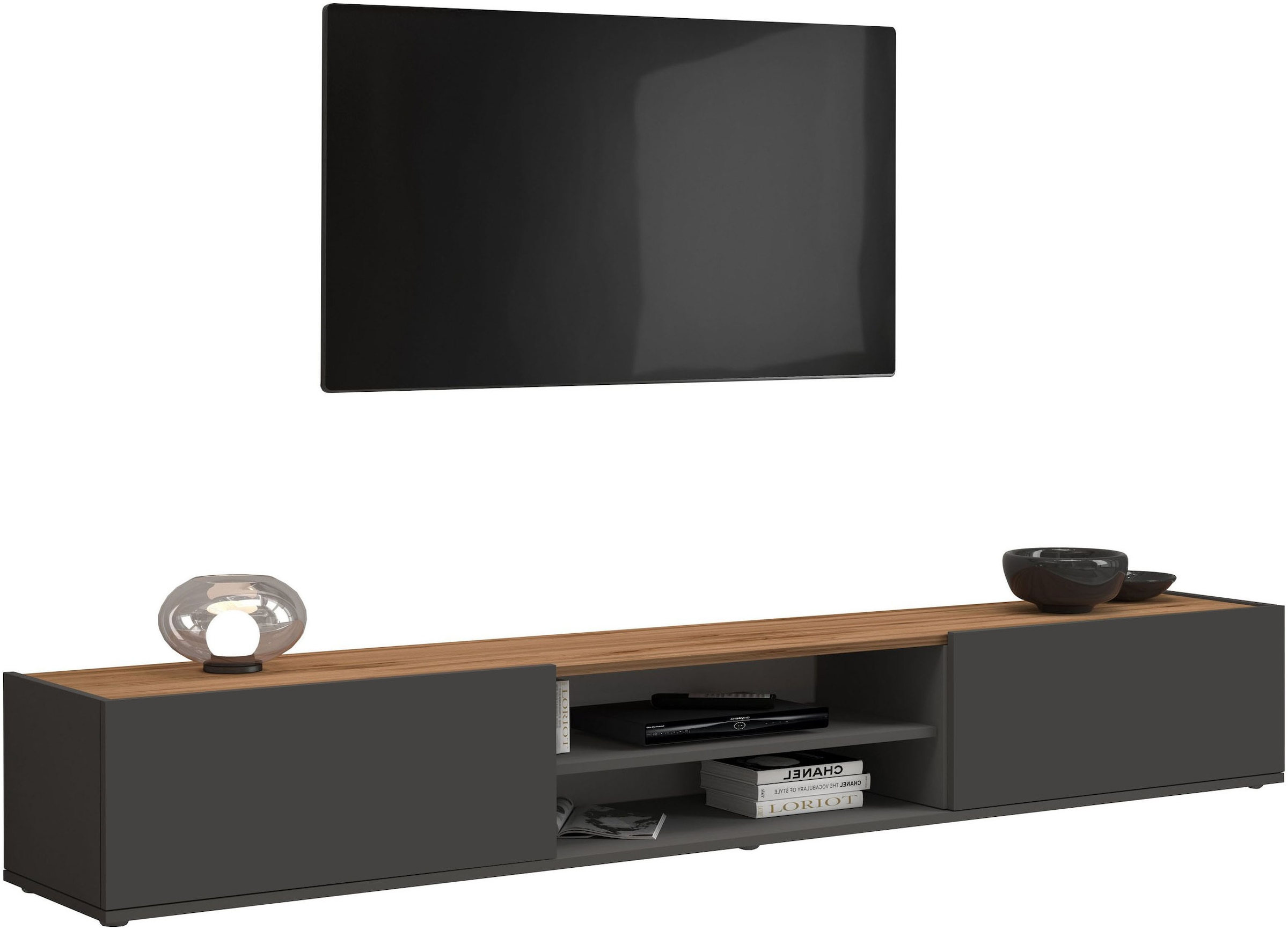 INOSIGN Lowboard »Garda,Lowboard,TV-Kommode,TV-Möbel,TV-Bank«, stehend und hängend mit 2 Klappen, 1 Einlegeboden, Breite 210 cm