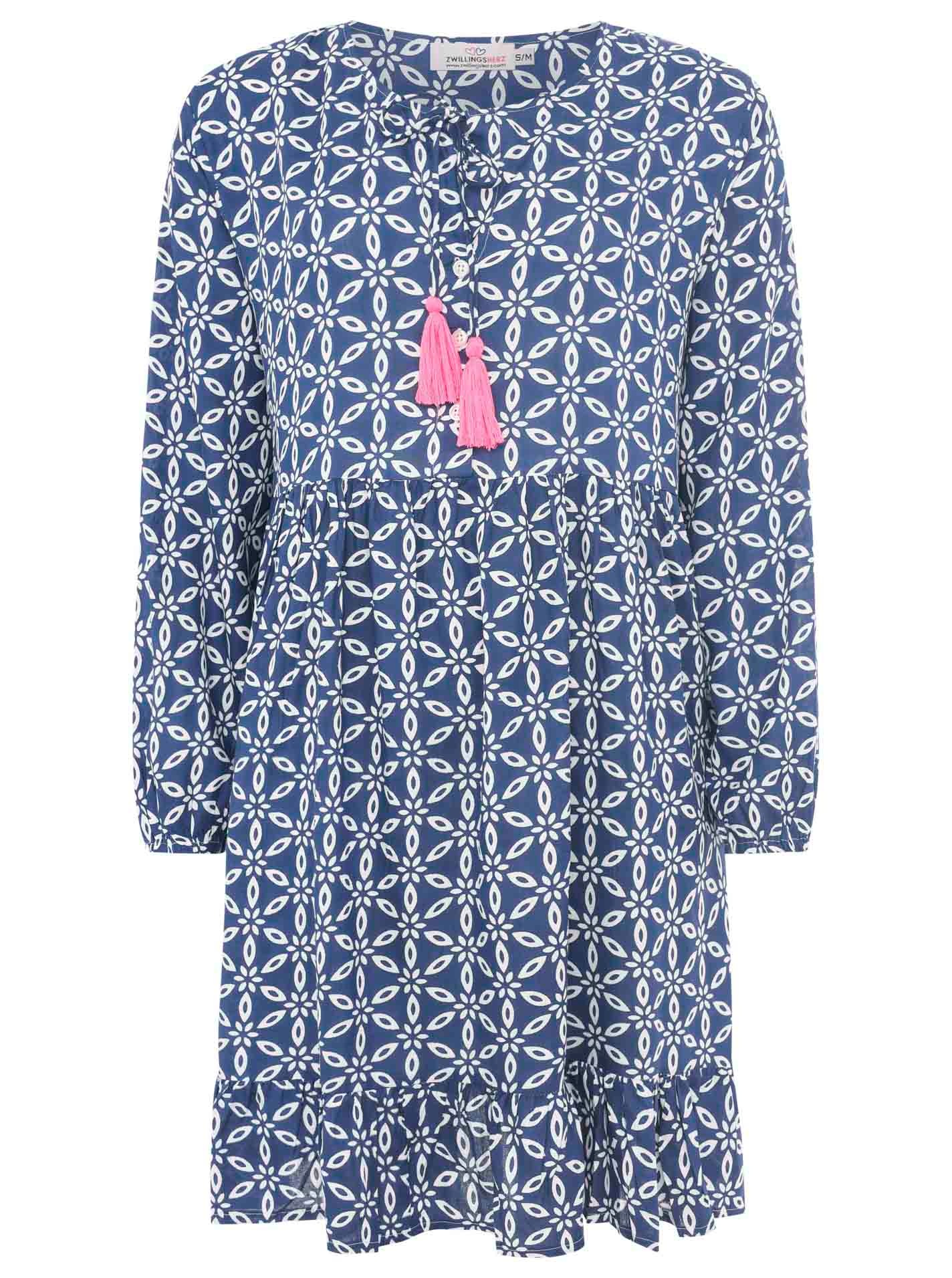 Zwillingsherz Sommerkleid »"Stargazing"« mit Muster, langen Ärmeln und Tasseln