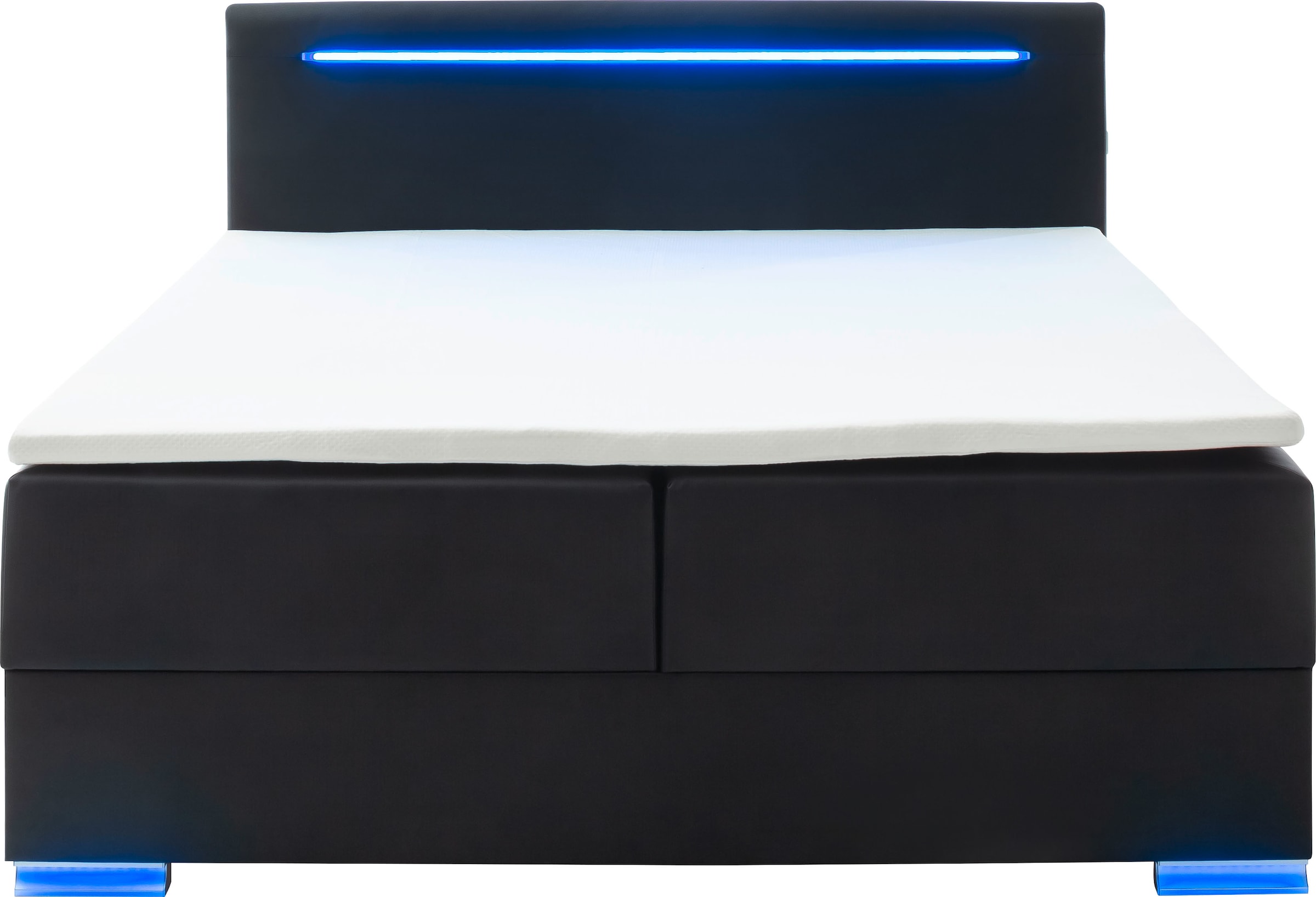 meise.möbel Boxspringbett »Las Vegas«, Füße und Kopfteil mit LED-Beleuchtung, mit Bettkasten und Topper