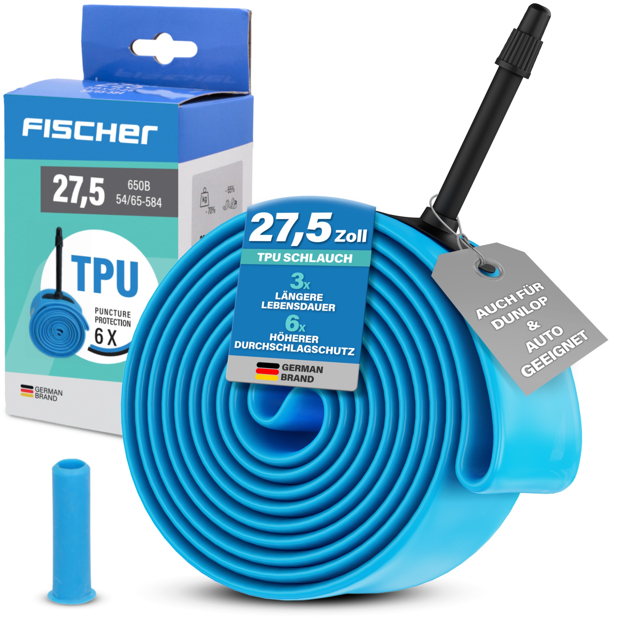 FISCHER Fahrrad Fahrradschlauch »TPU-Schlauch MTB 27,5" 54/65-584«