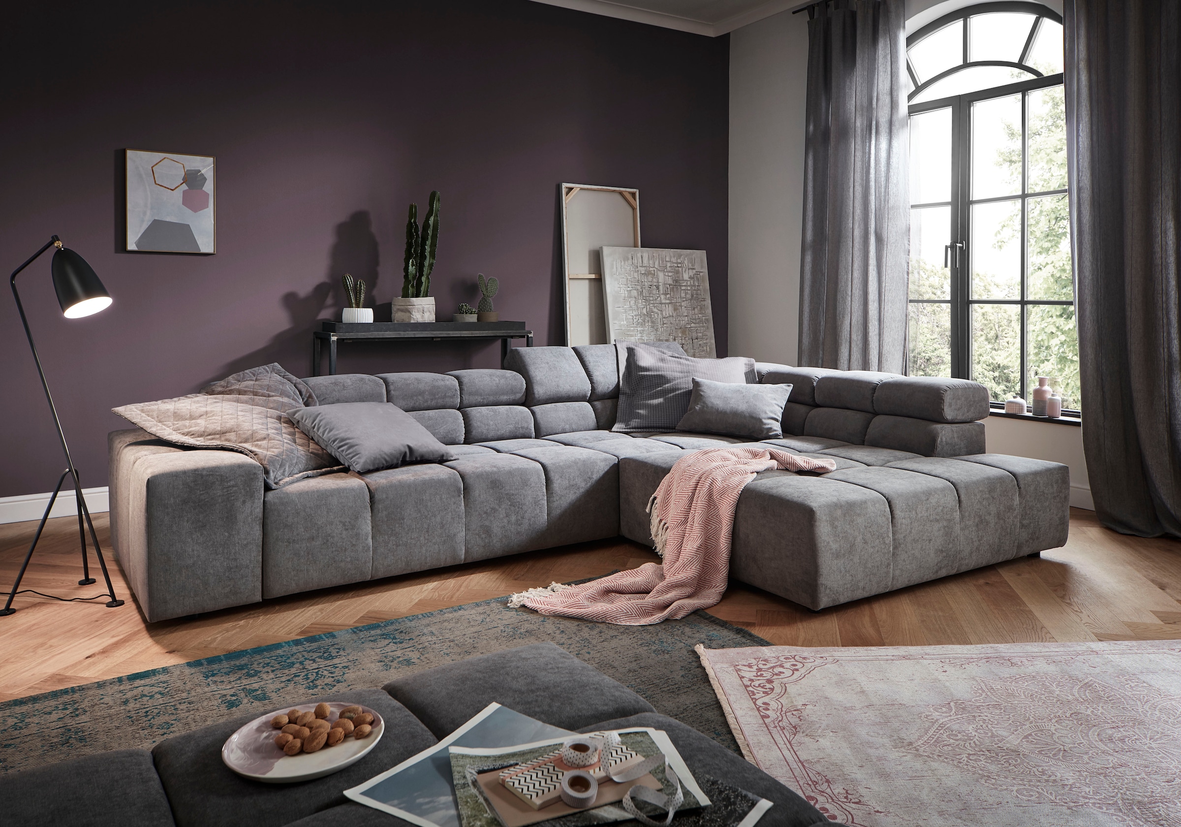 Jockenhöfer Gruppe Big-Sofa »Trento«, mit Wellenfederung, Sitzkomfort und mehrfach  verstellbare Kopfstützen auf Raten bestellen