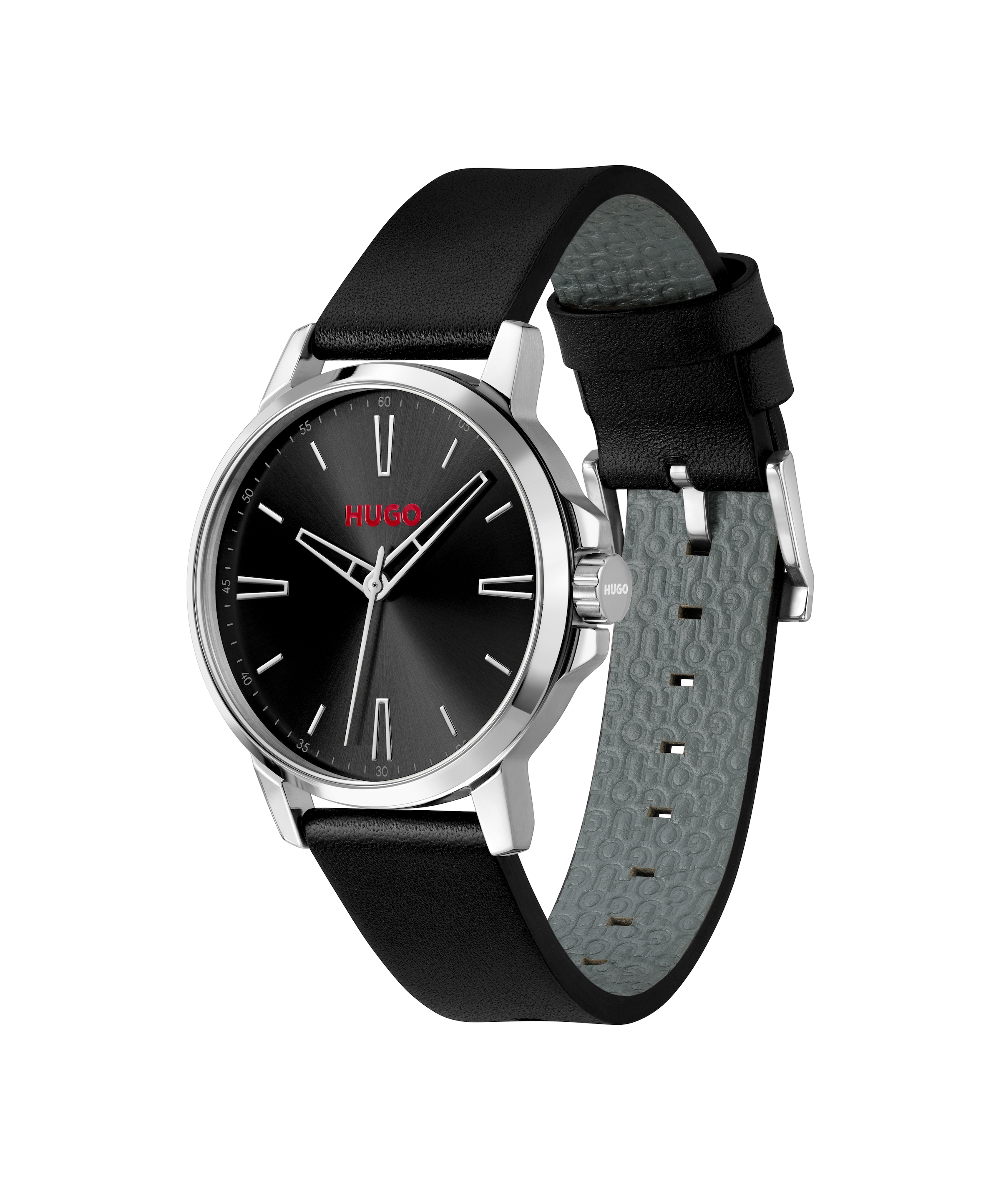 HUGO Quarzuhr »#SMOOTH« Armbanduhr, Herrenuhr, Lederarmband, analog